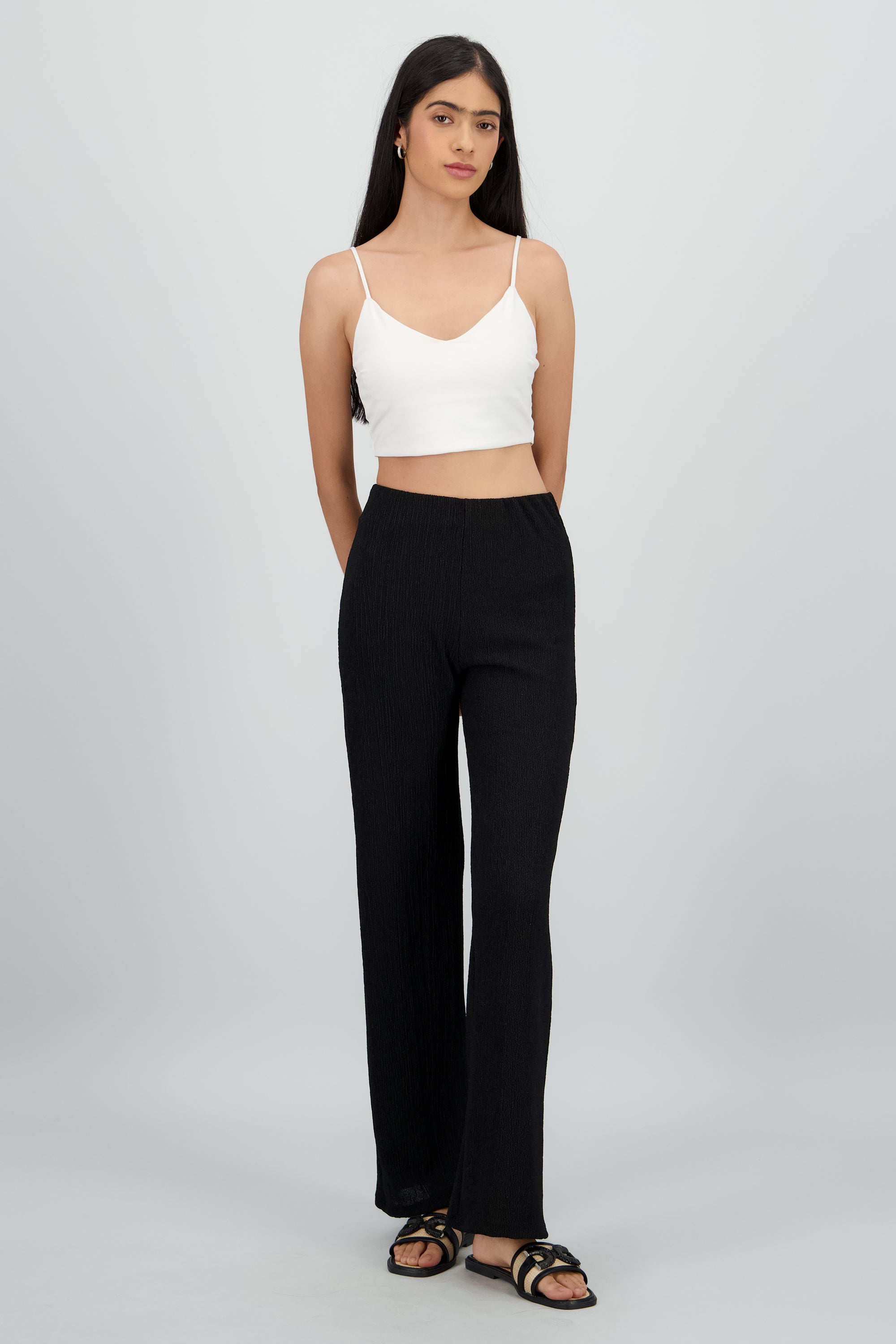 Pantalon fluido textura NEGRO
