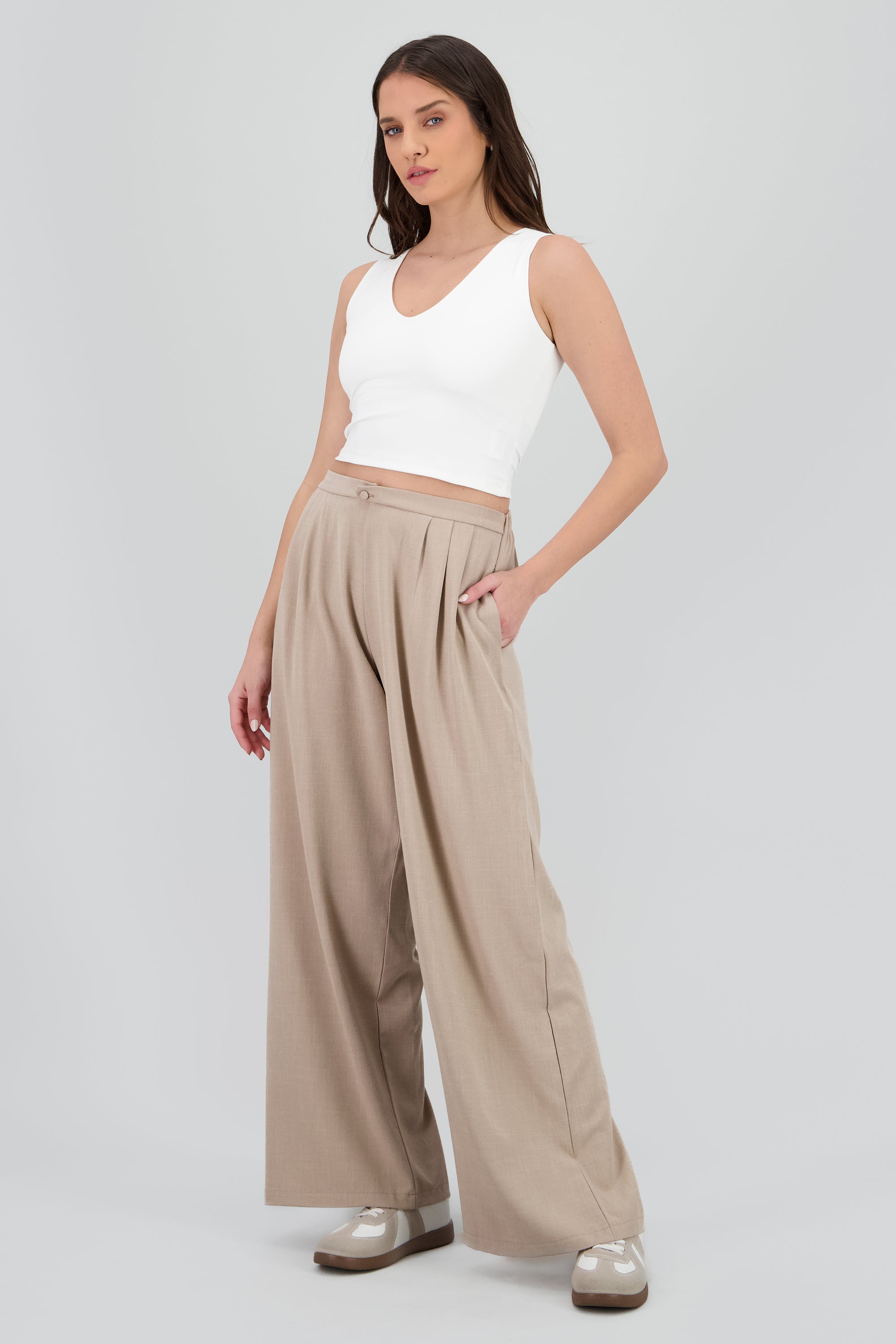 Pantalon vestir pinzas mini pretina KHAKI