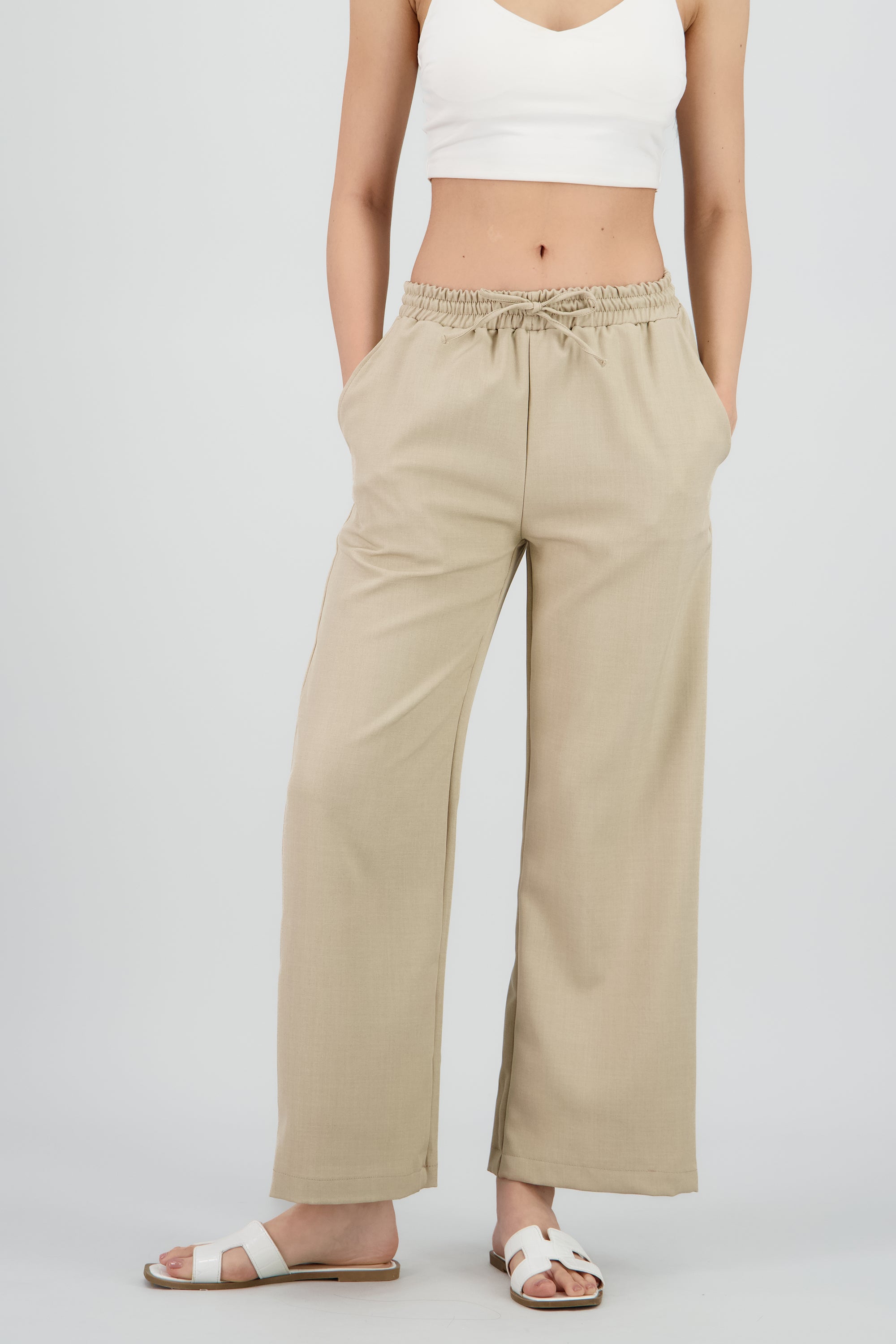 Pantalon fluido textura KHAKI