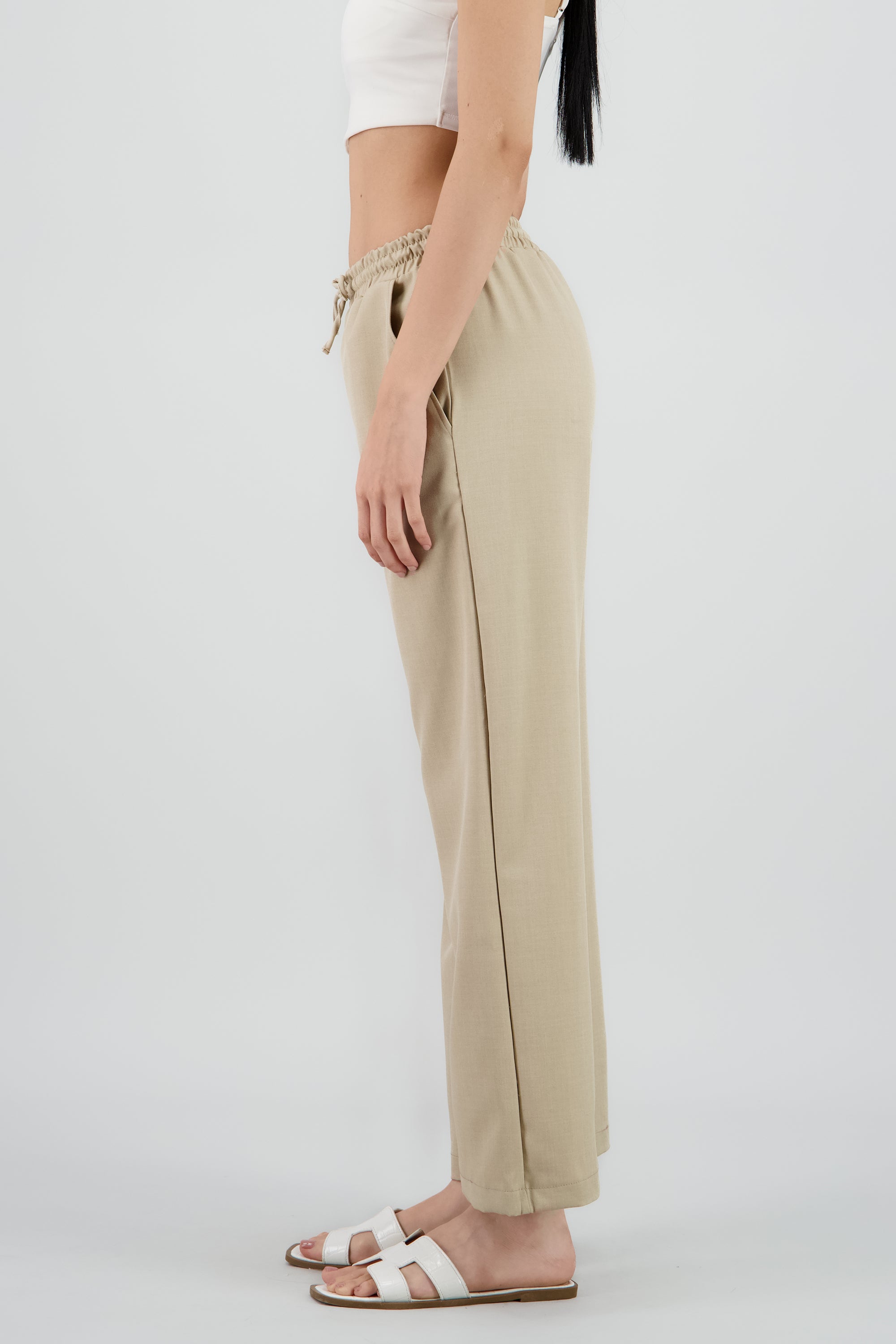 Pantalon fluido textura KHAKI