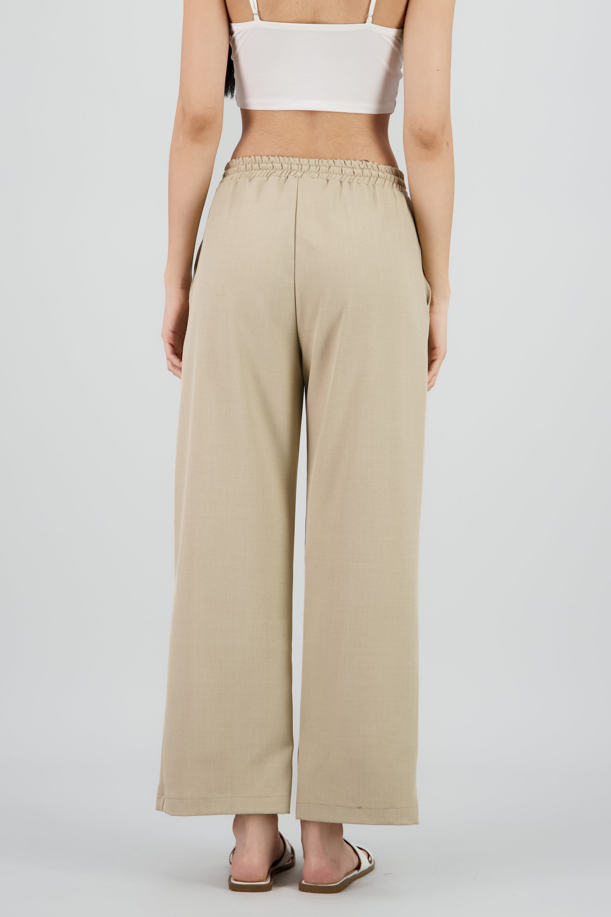 Pantalon fluido textura KHAKI