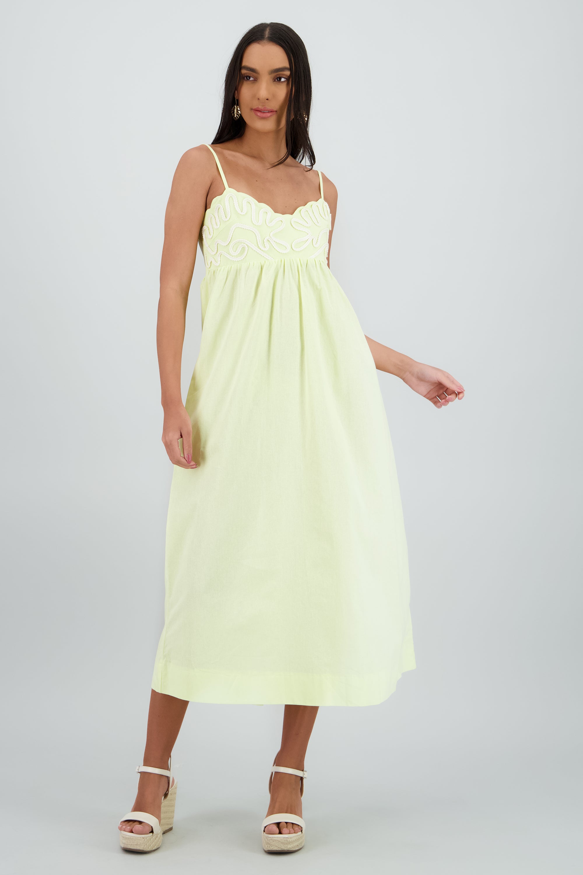 Maxi vestido piping AMARILLO