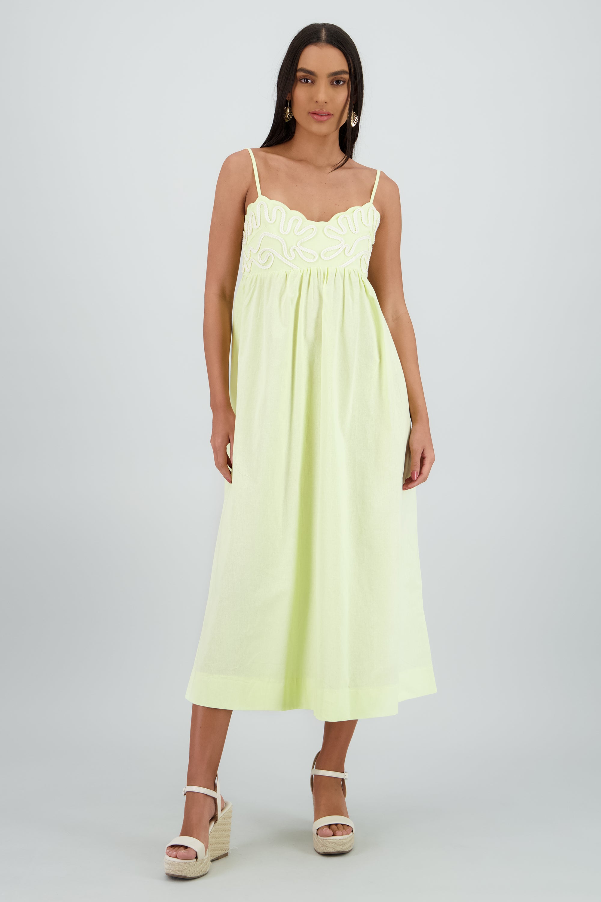 Maxi vestido piping AMARILLO