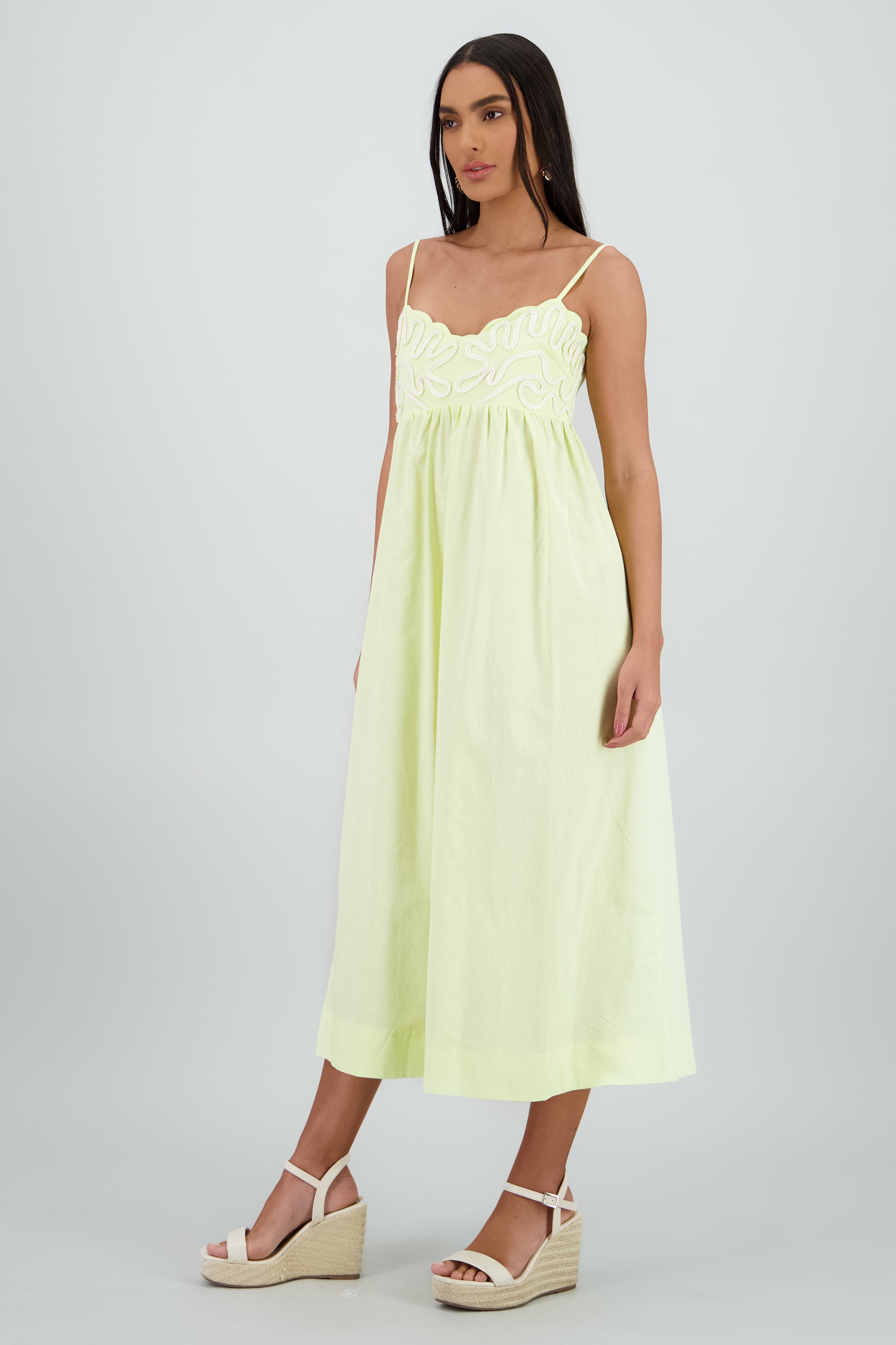 Maxi vestido piping AMARILLO