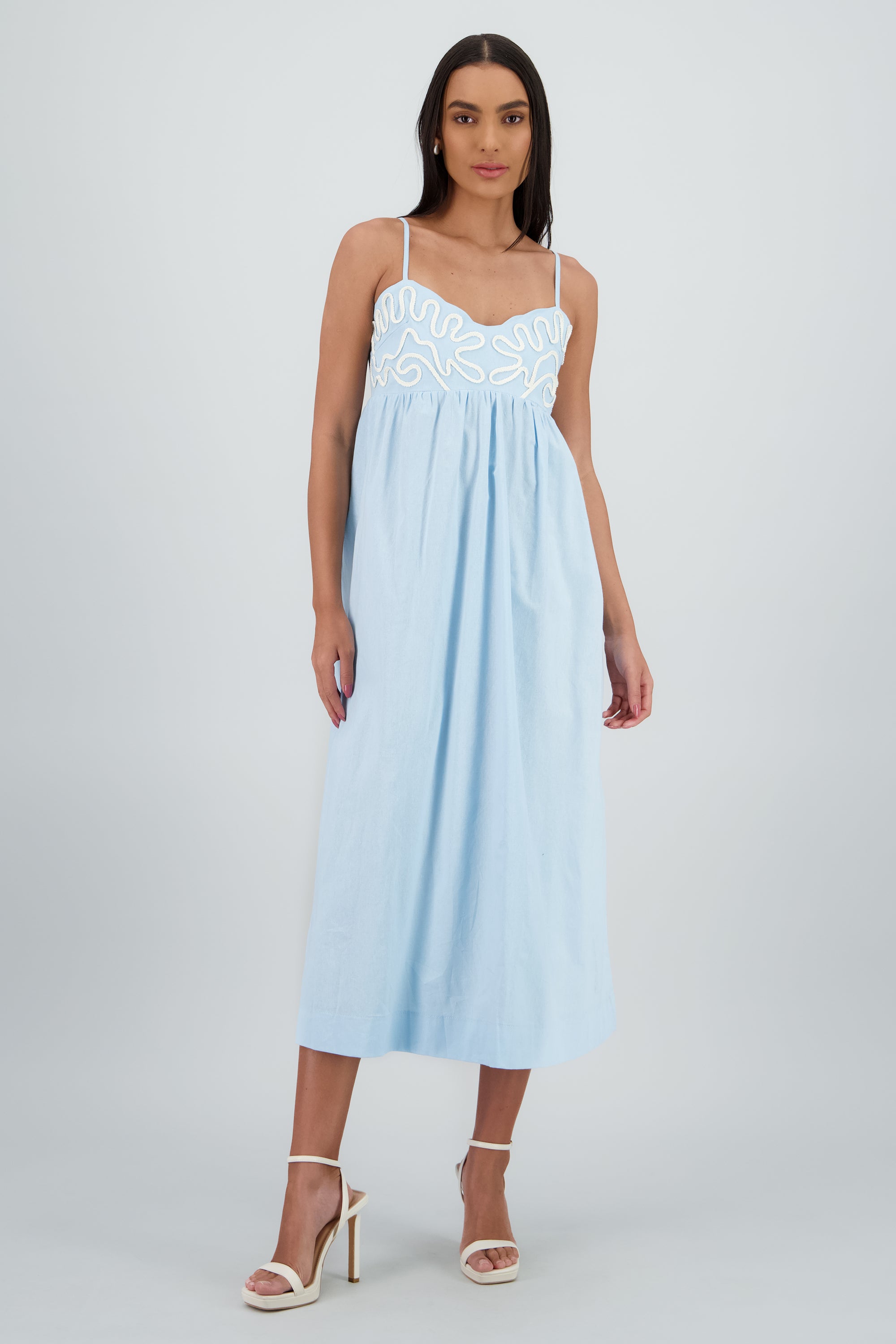 Maxi vestido piping AZUL