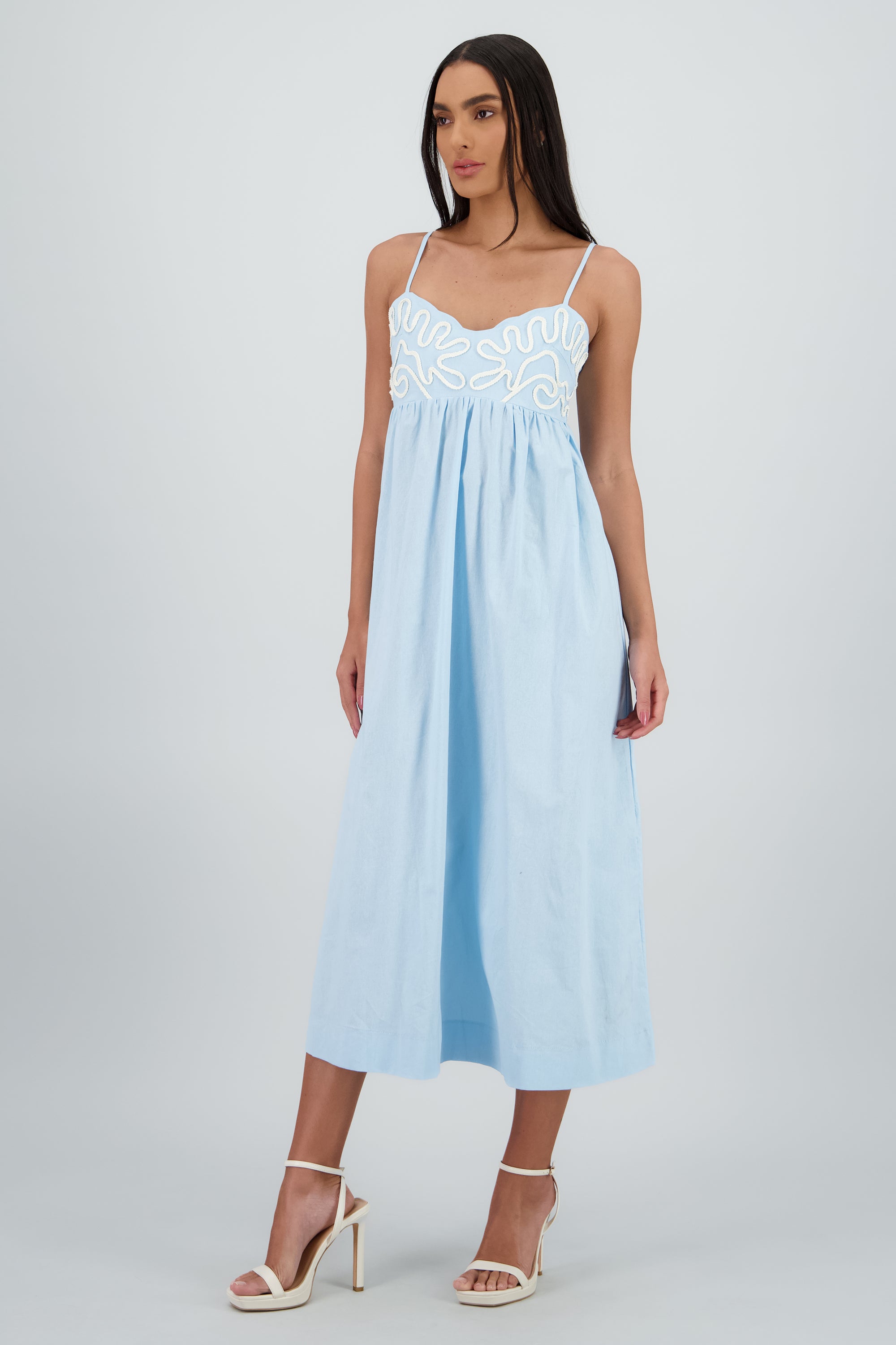 Maxi vestido piping AZUL