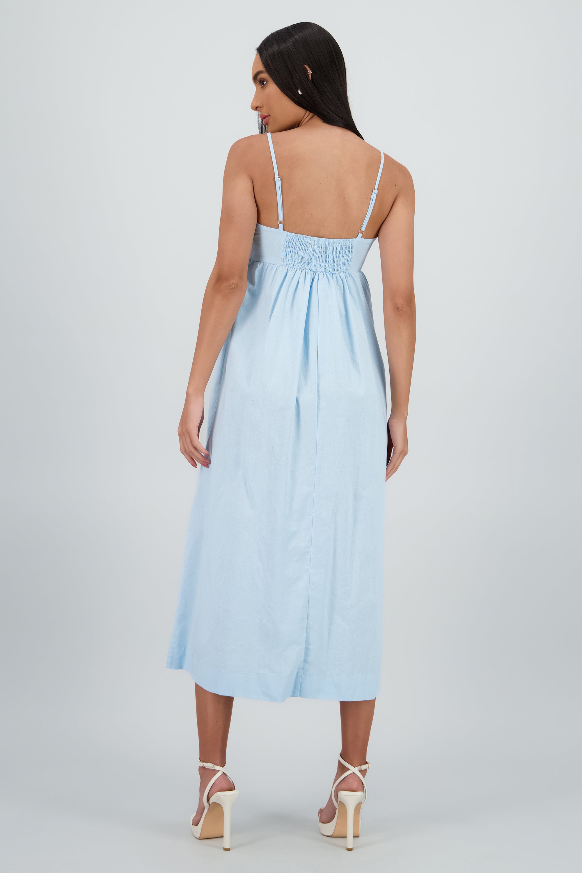 Maxi vestido piping AZUL