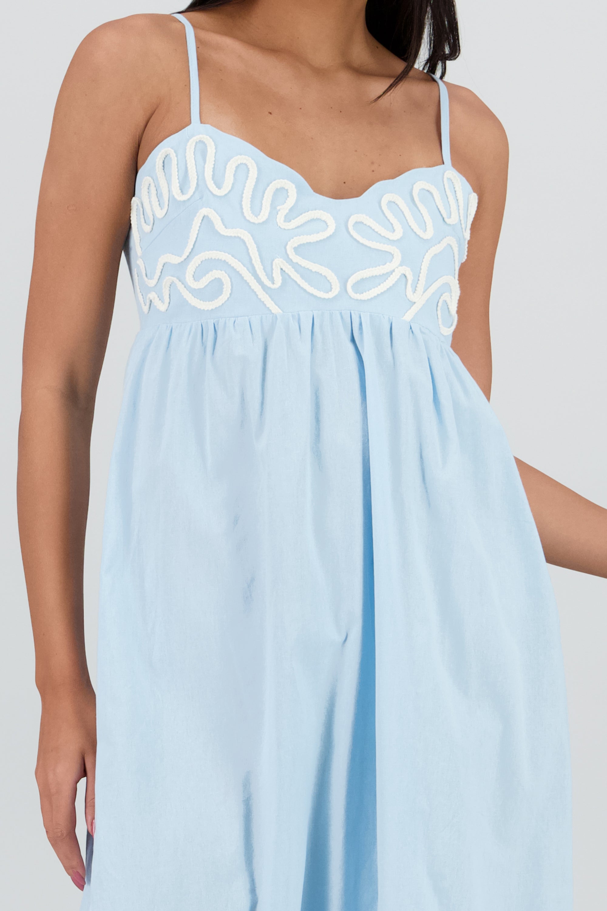 Maxi vestido piping AZUL