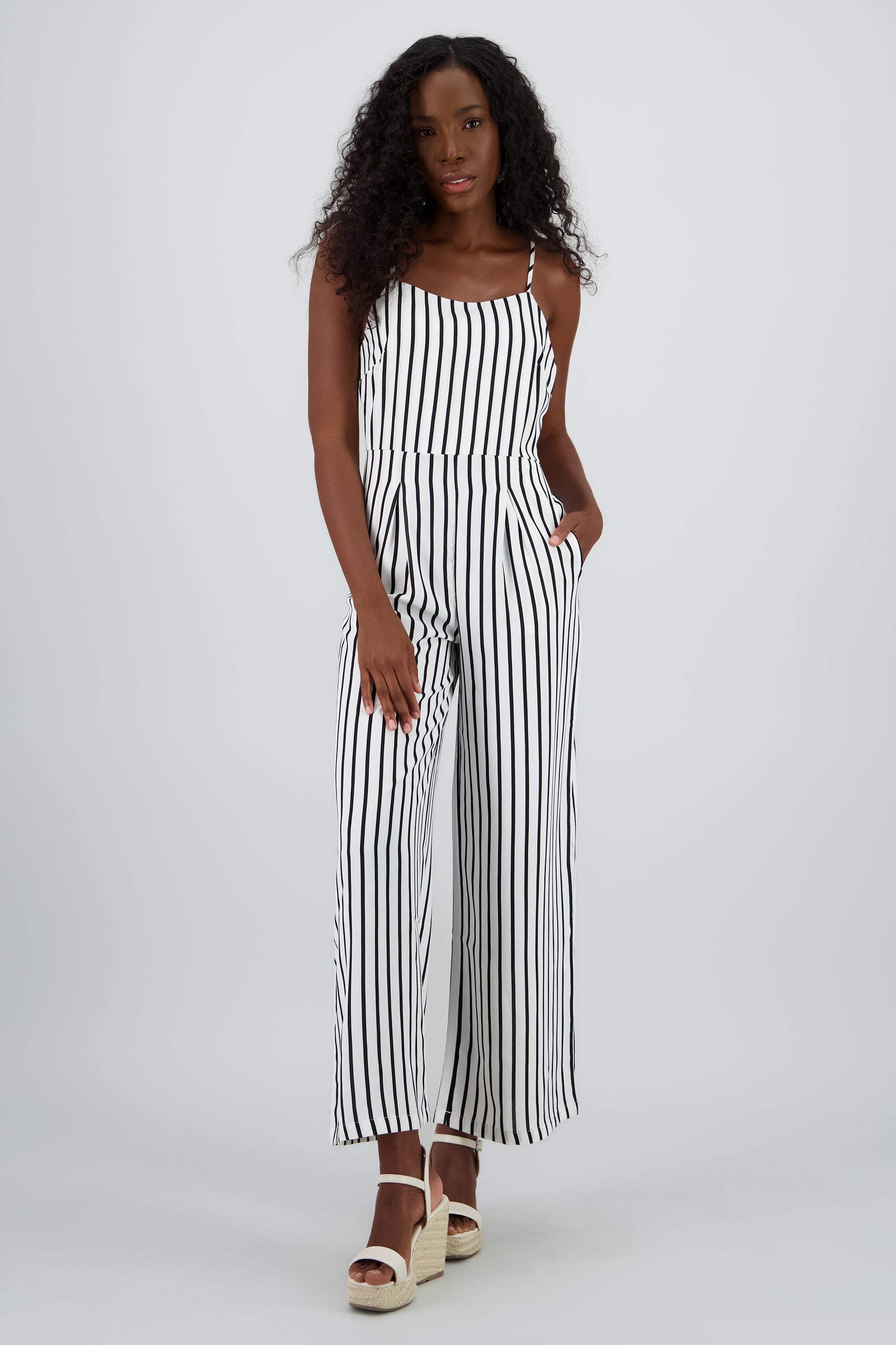 Jumpsuit rayas pierna amplia BLANCO COMBO