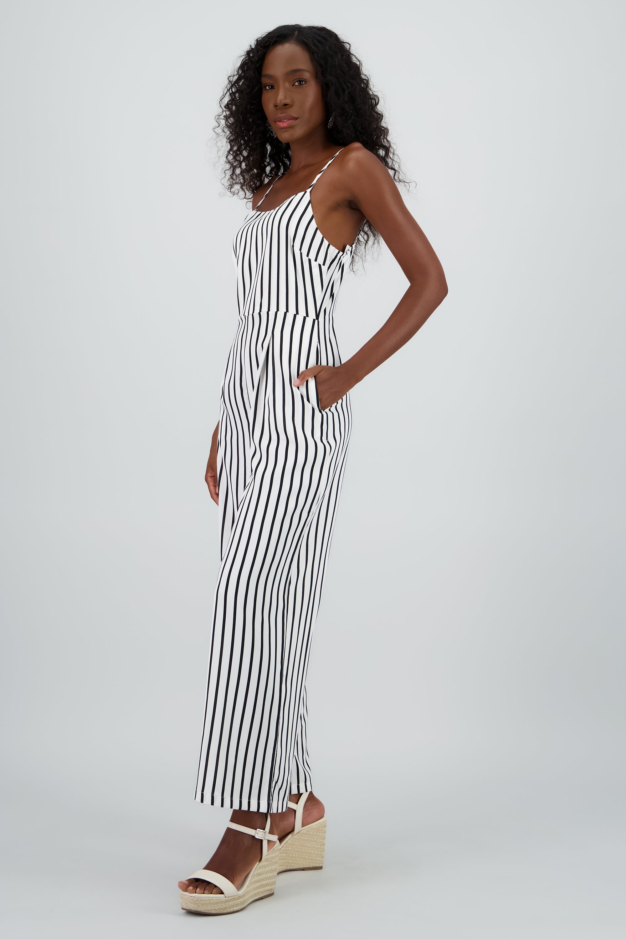 Jumpsuit rayas pierna amplia BLANCO COMBO