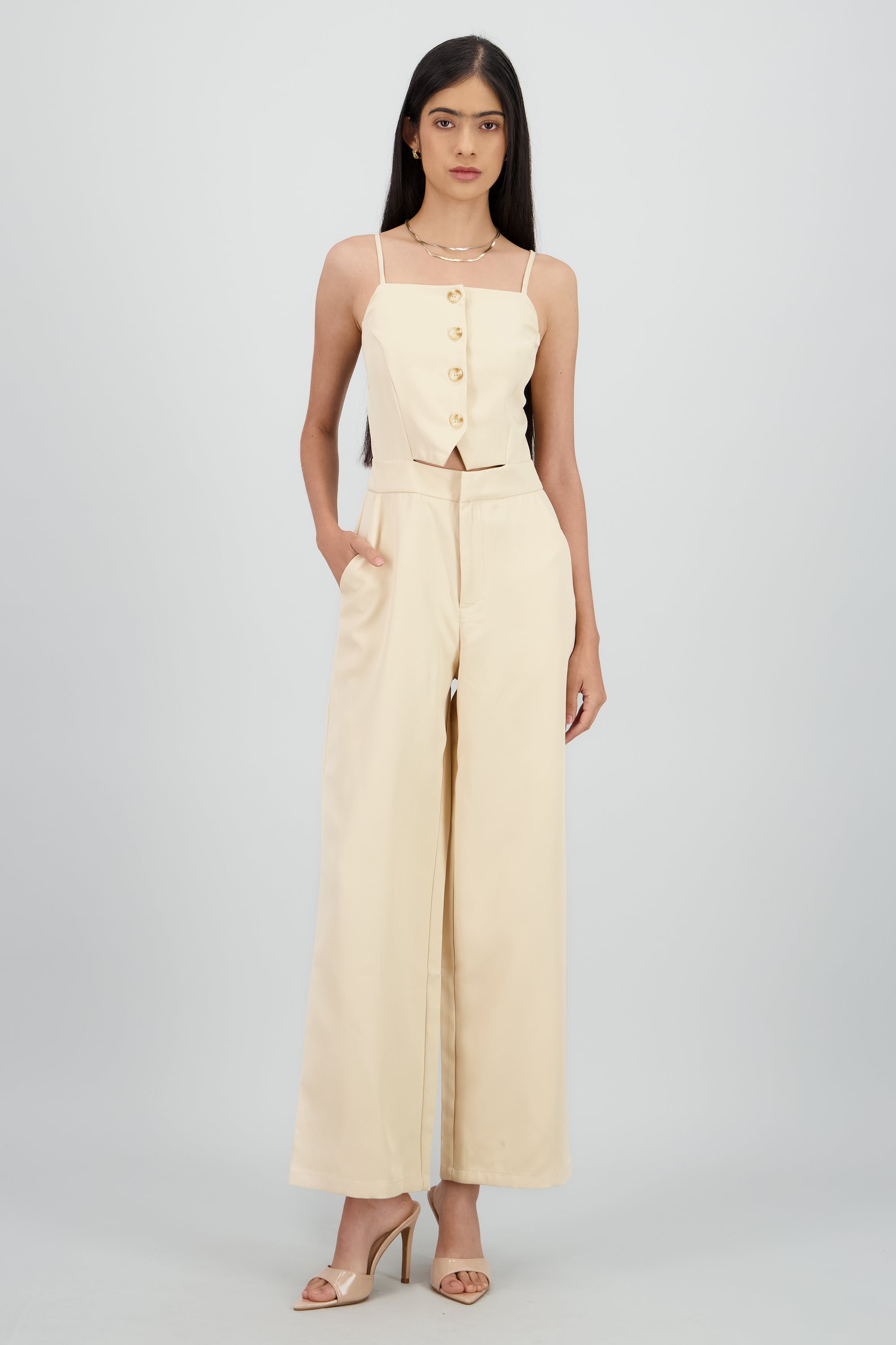 Jumpsuit con botones BEIGE