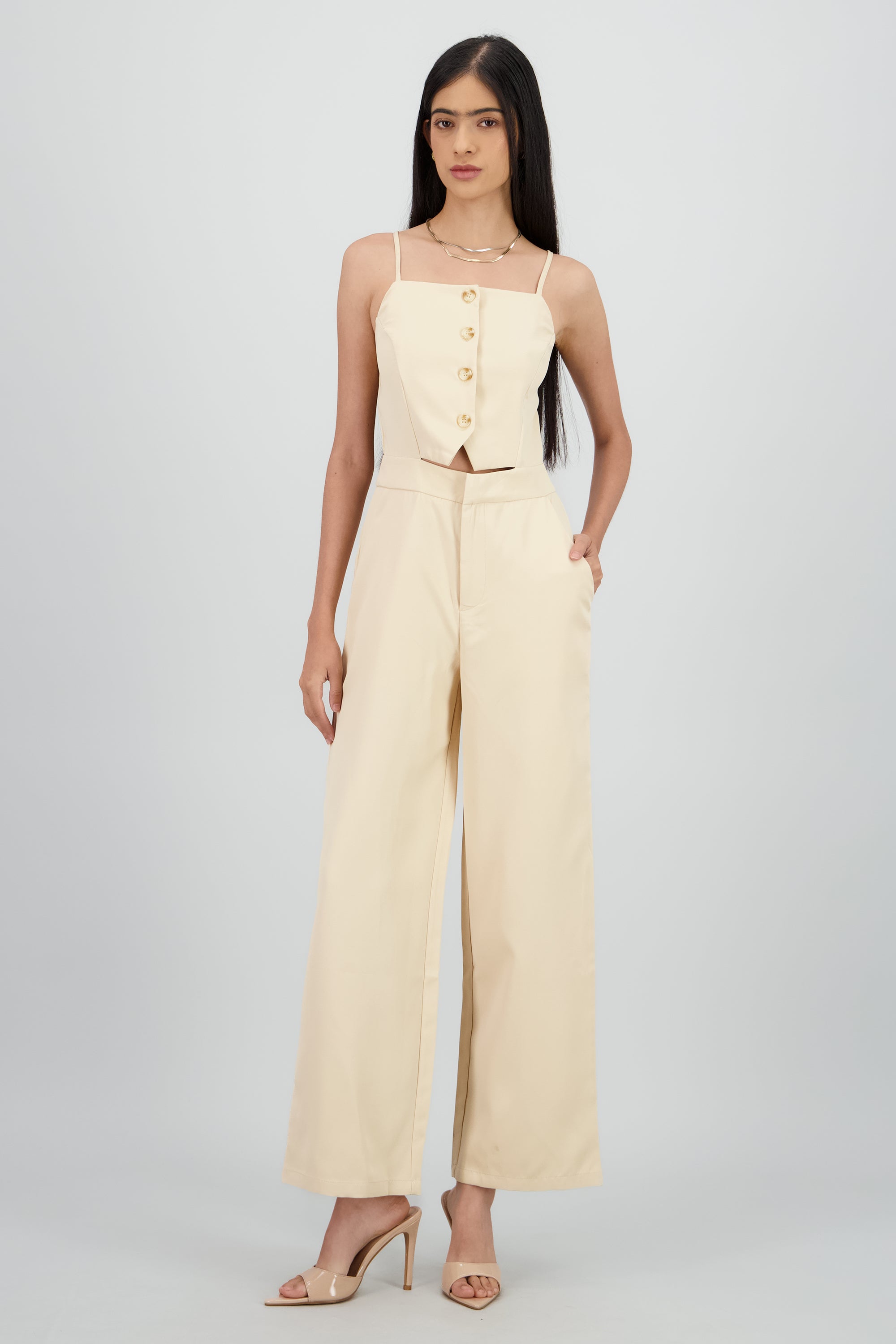 Jumpsuit con botones BEIGE