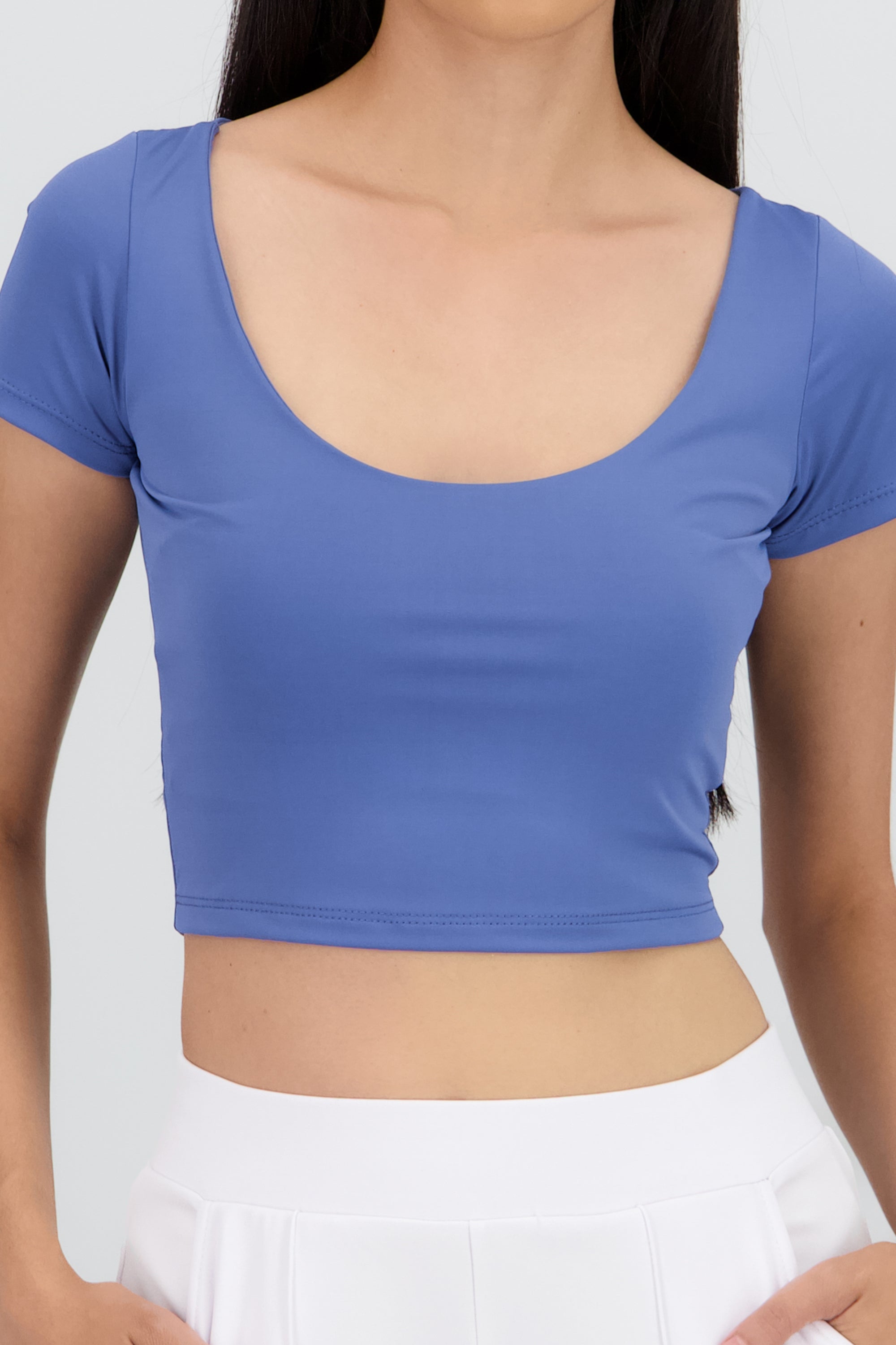 Top corto manga corta doble tela AZUL PASTEL