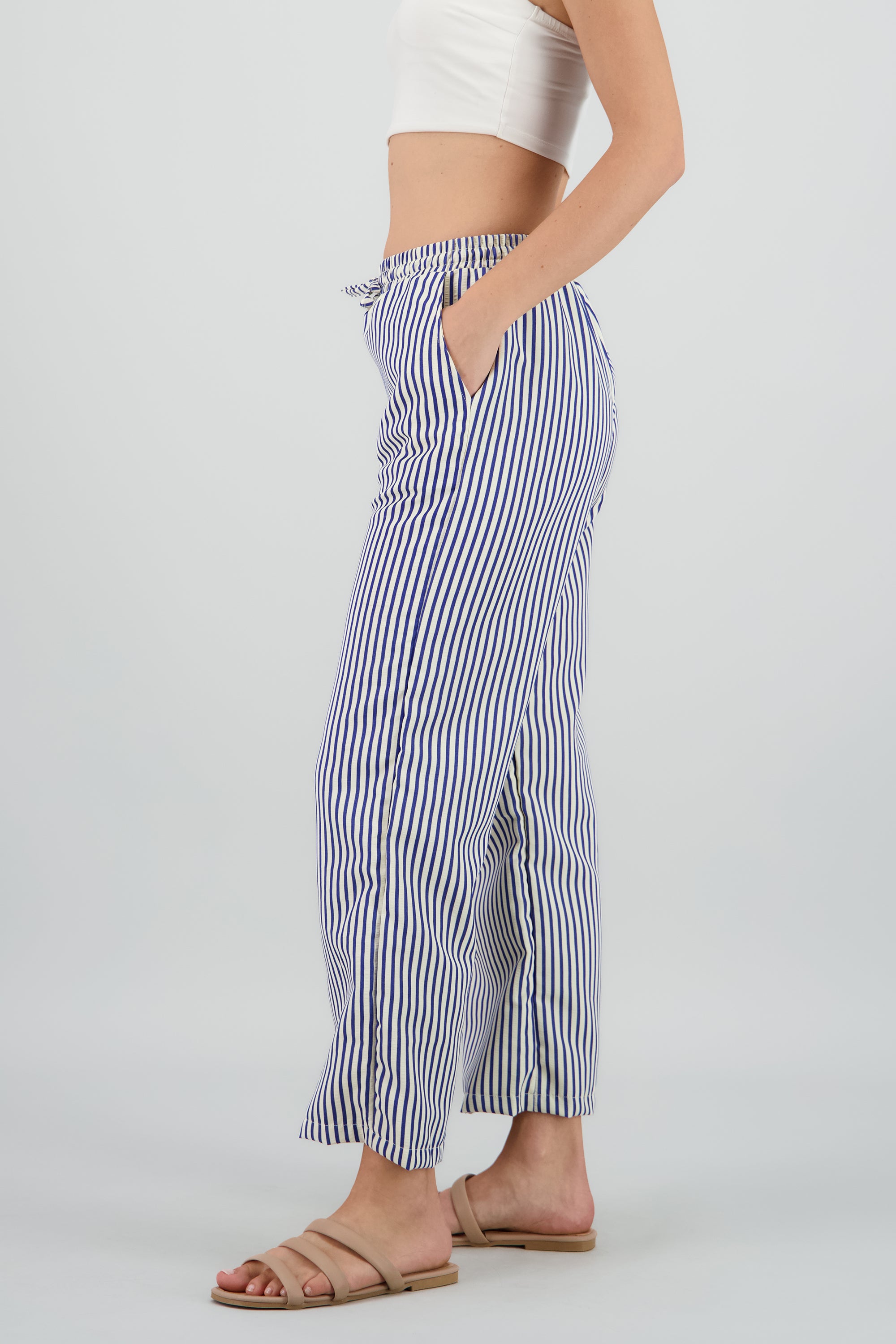 Pantalon amplio rayas textura AZUL COMBO
