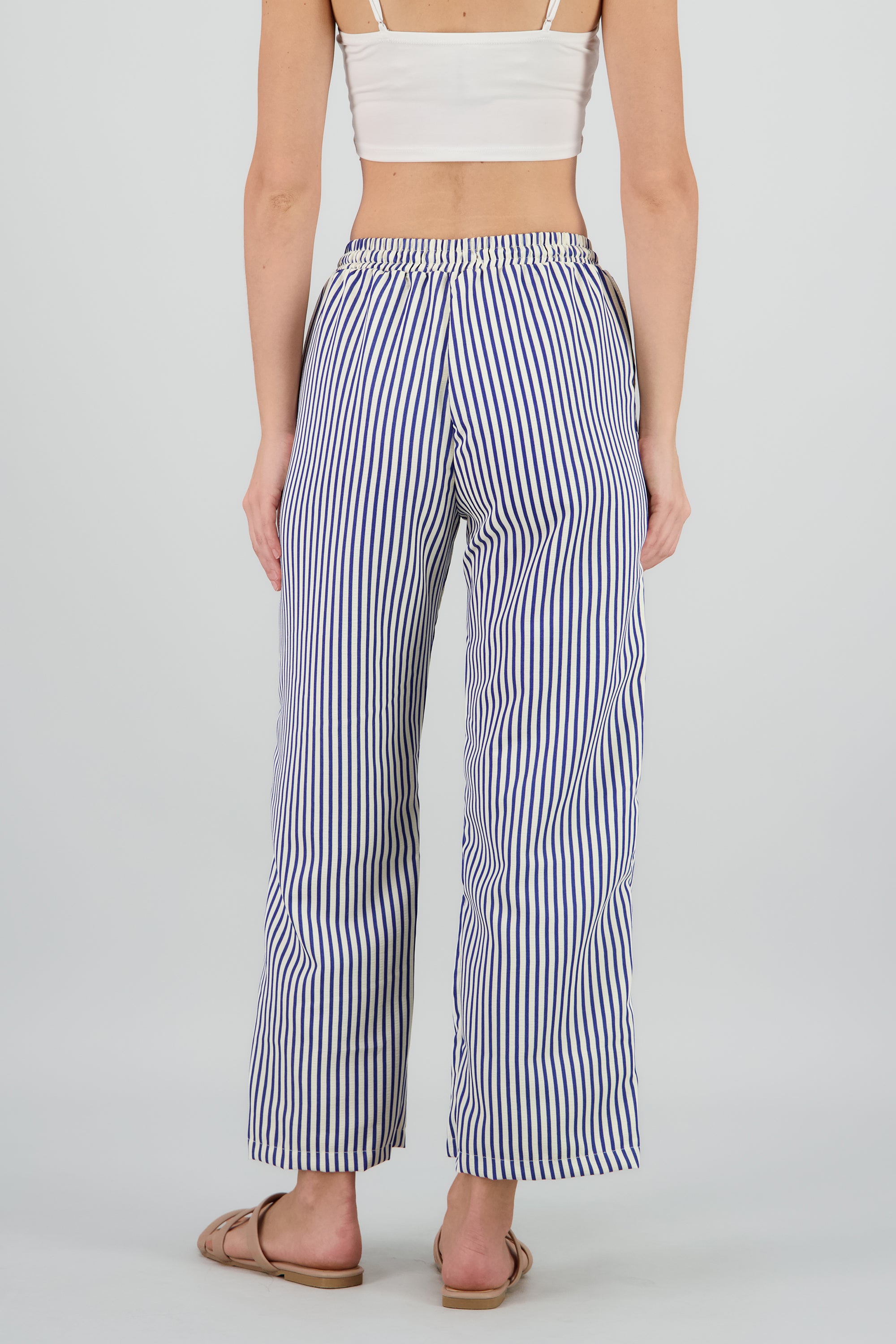 Pantalon amplio rayas textura AZUL COMBO