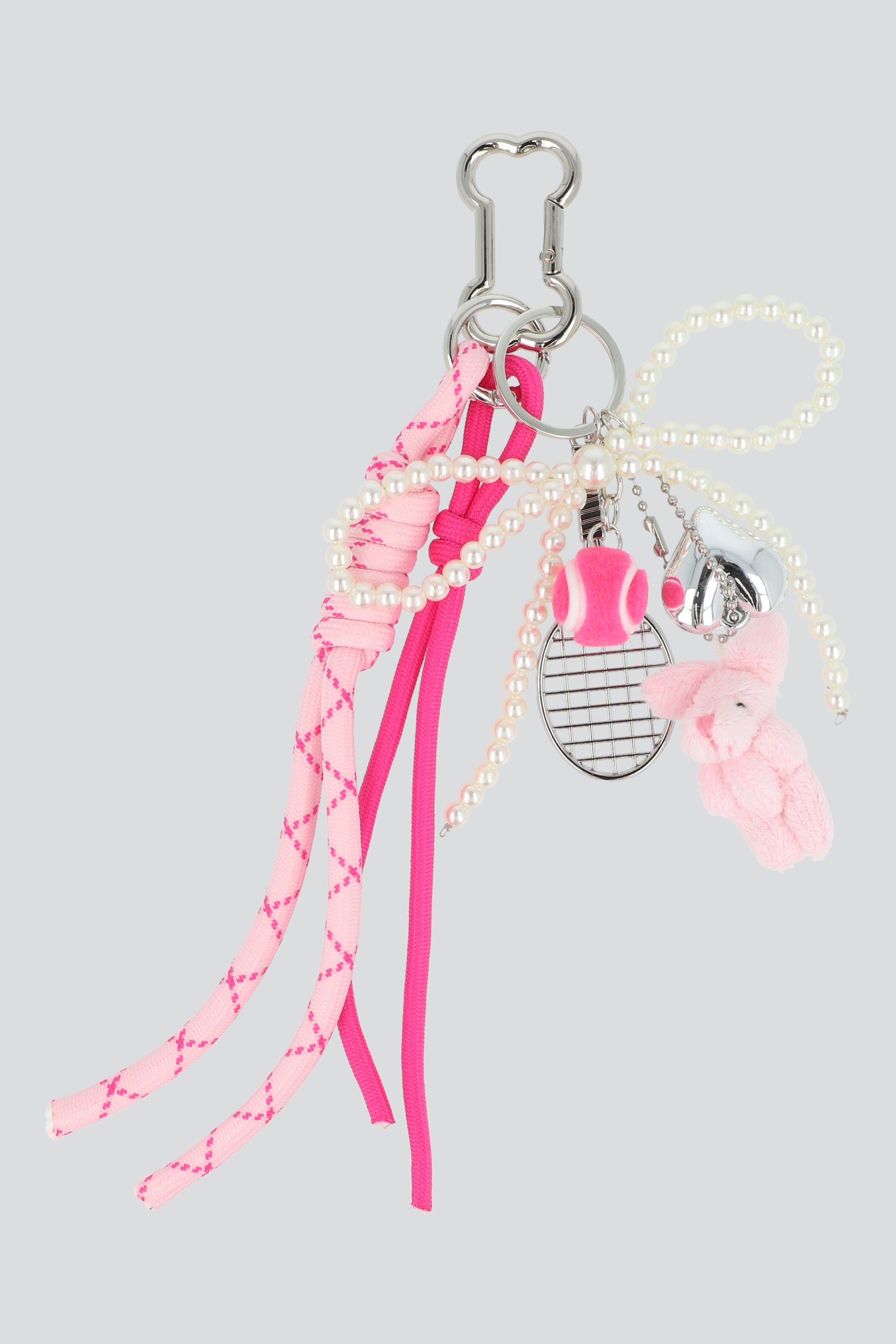 LLAVERO TIRAS MOÑO CONEJITO BC ROSA