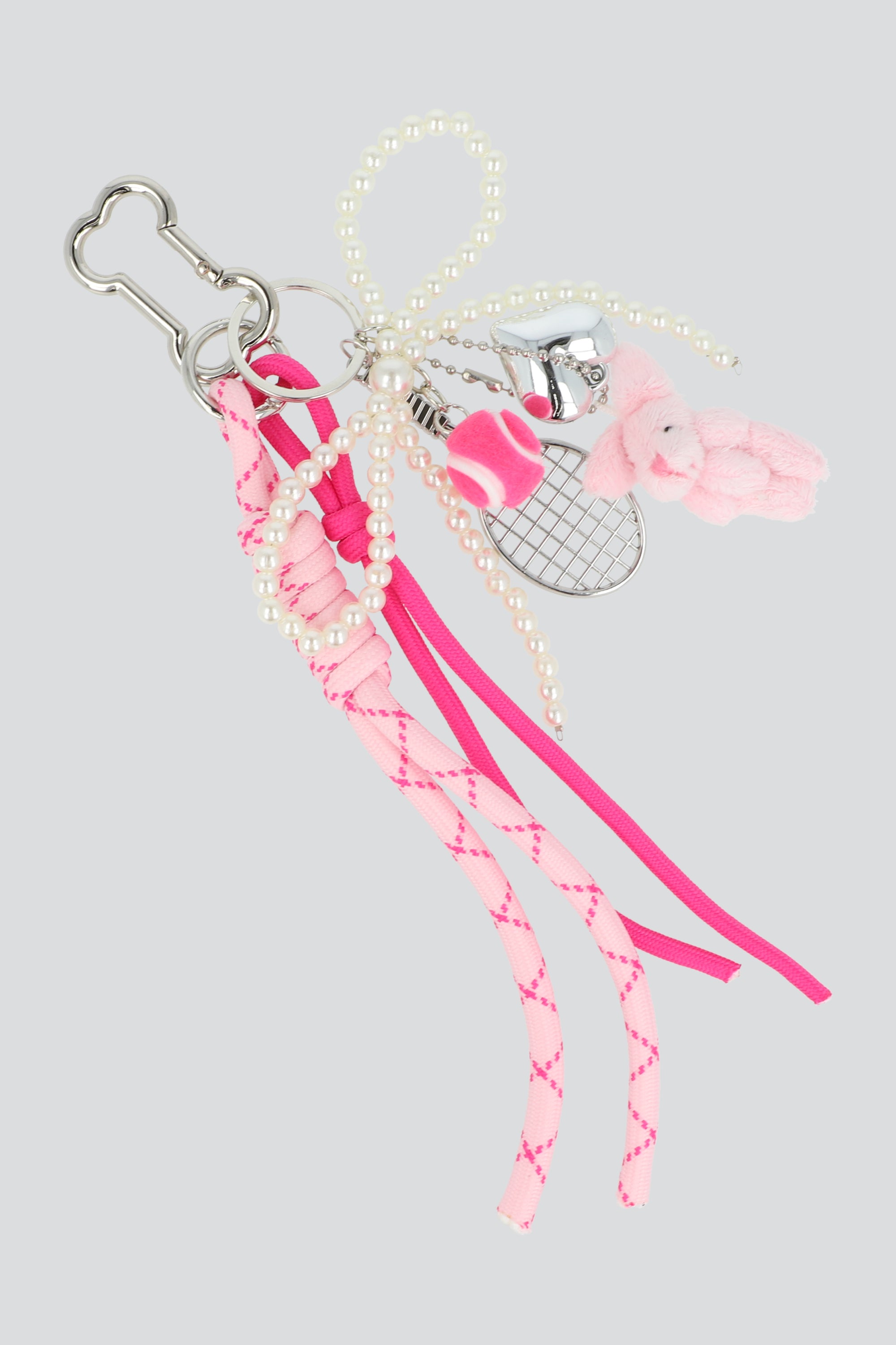 LLAVERO TIRAS MOÑO CONEJITO BC ROSA