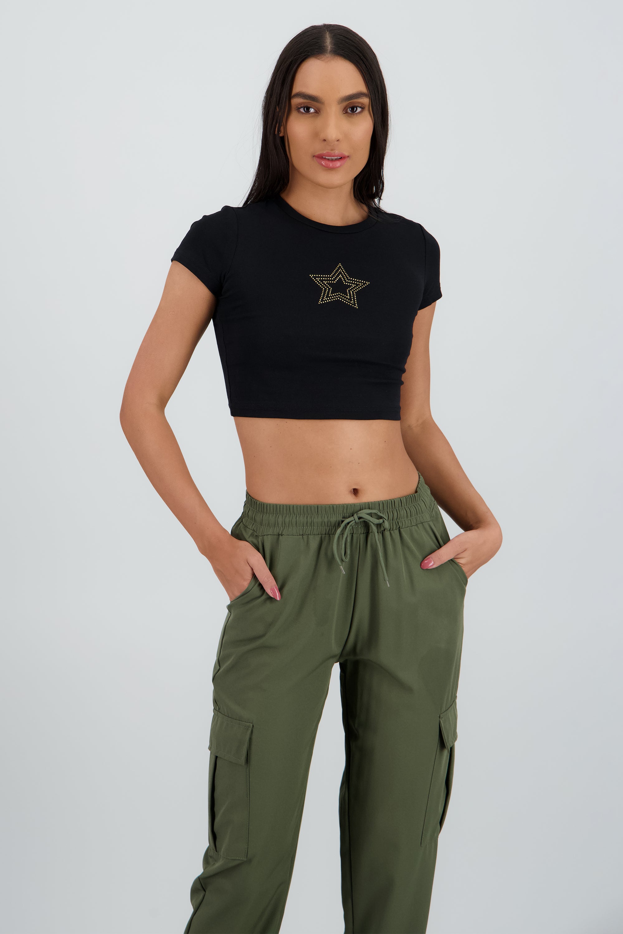 T-shirt de estrella con brillos NEGRO