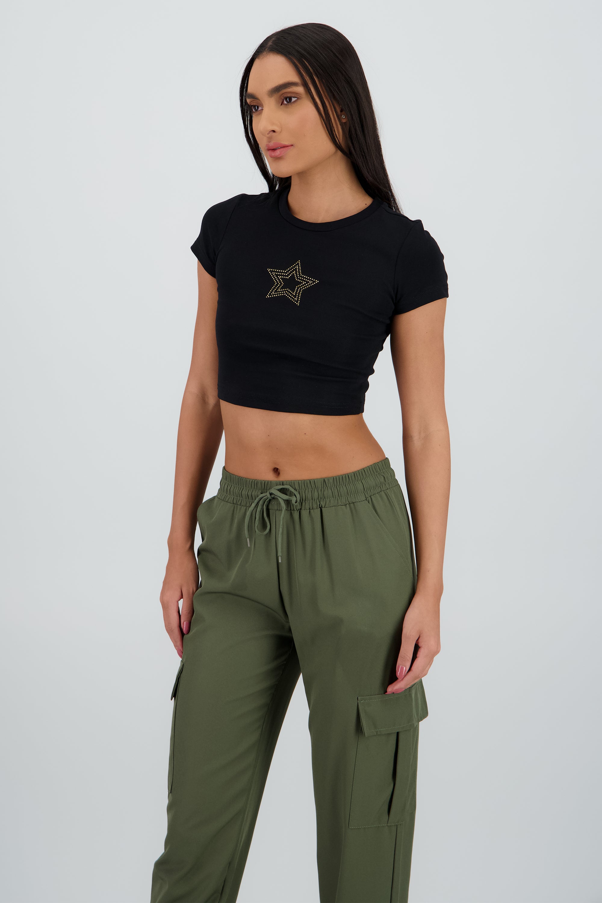 T-shirt de estrella con brillos NEGRO
