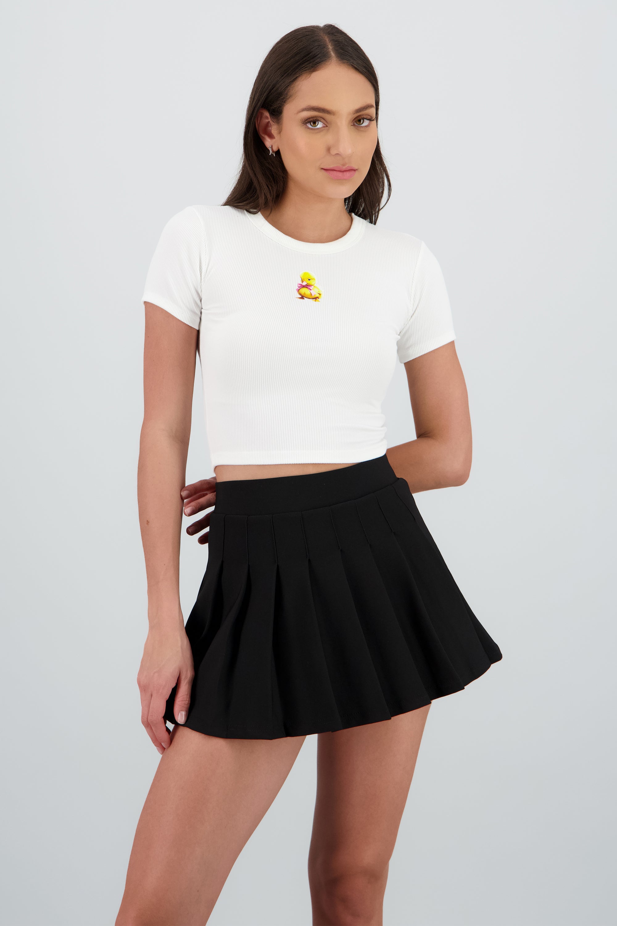 Playera corta estampado pato BLANCO