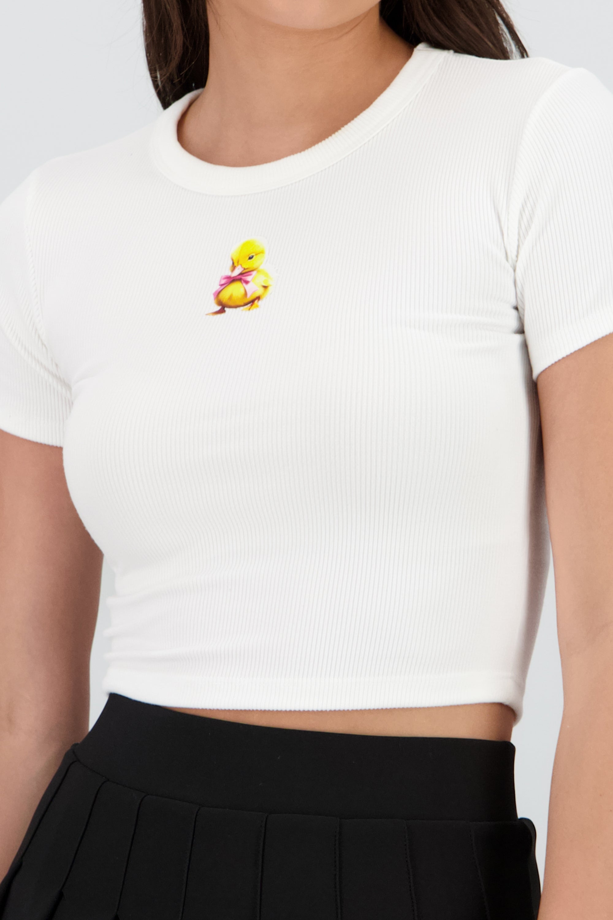 Playera corta estampado pato BLANCO