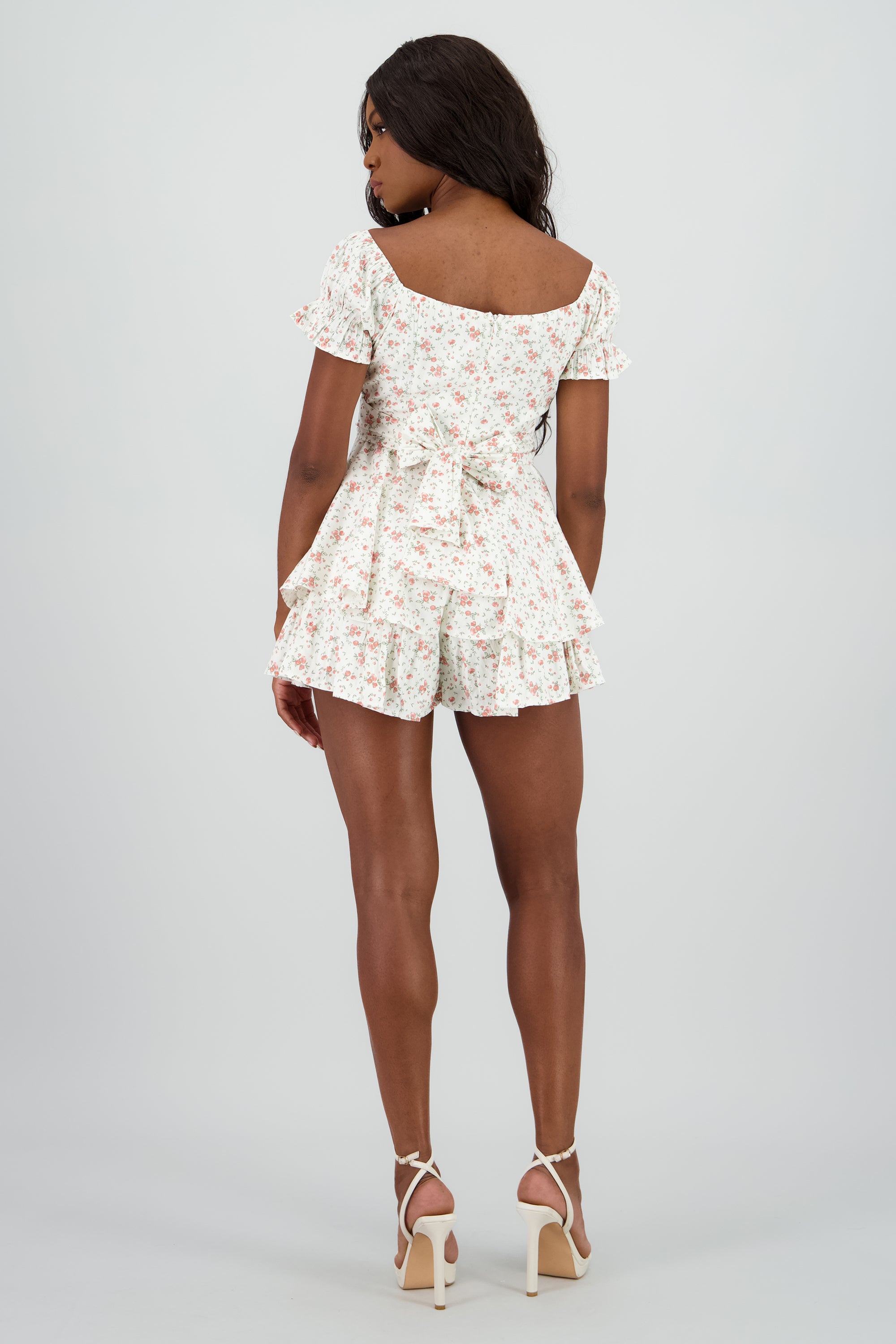 Romper manga corta flores textura CORAL COMBO
