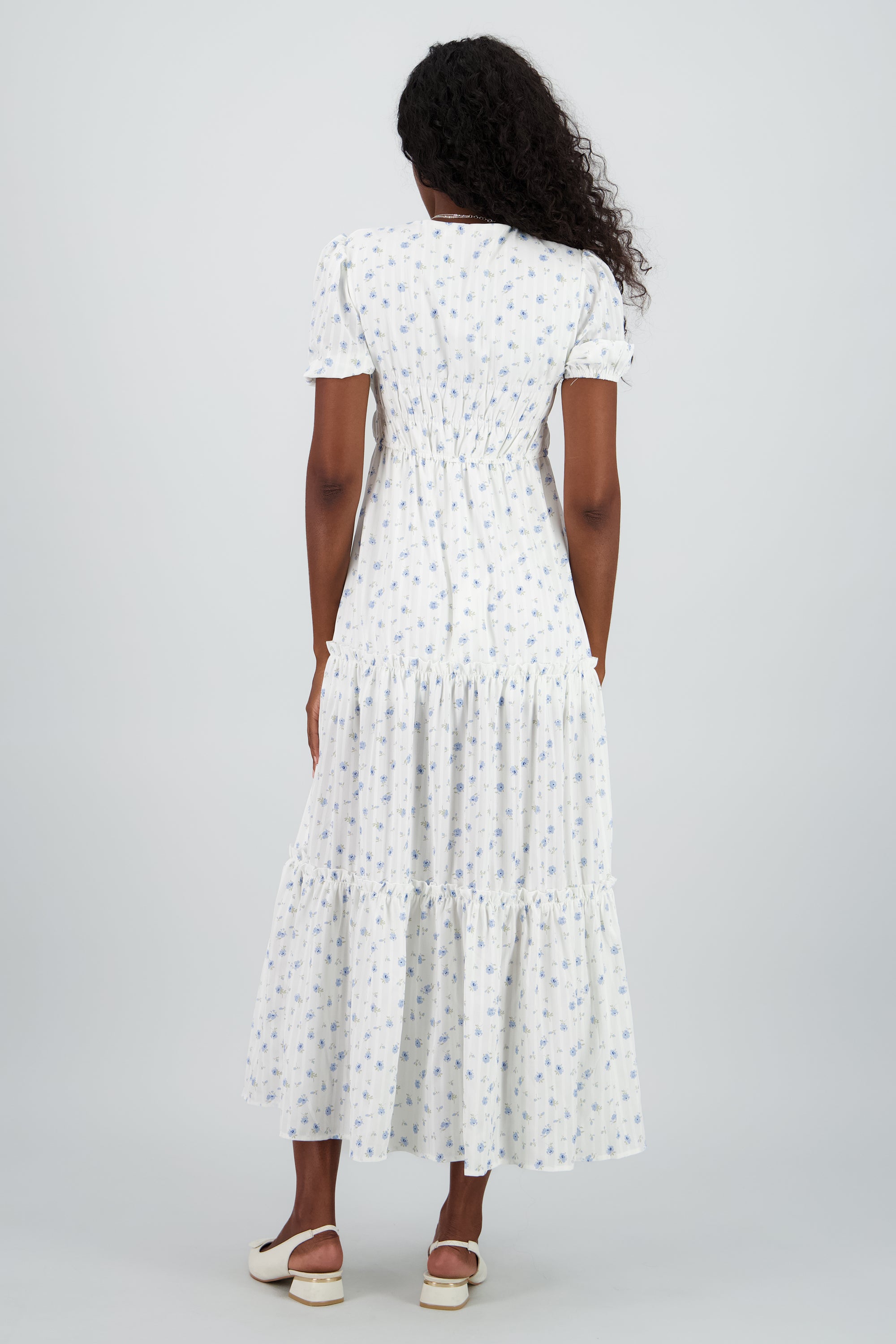 Maxi vestido escote en V BLANCO COMBO