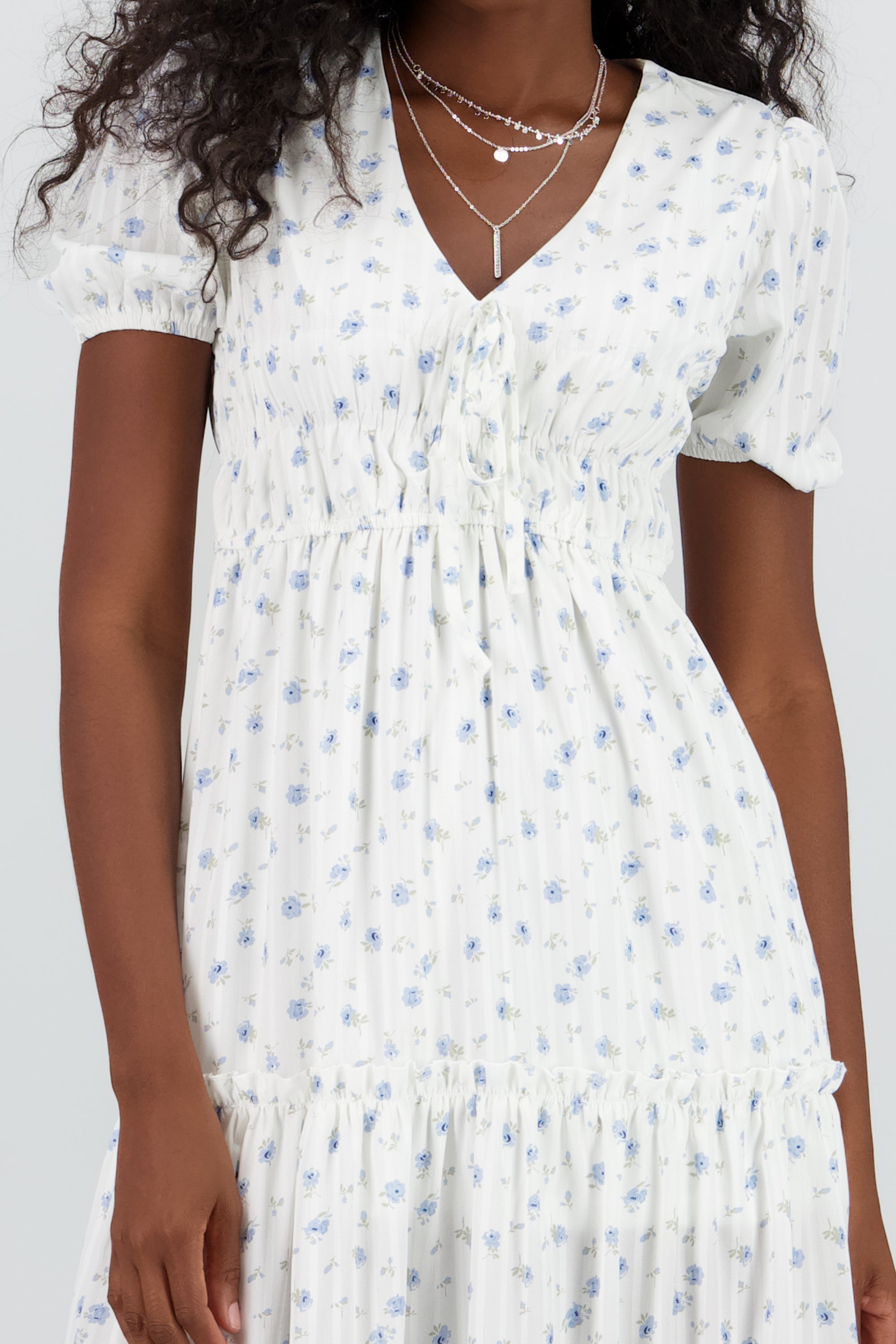 Maxi vestido escote en V BLANCO COMBO