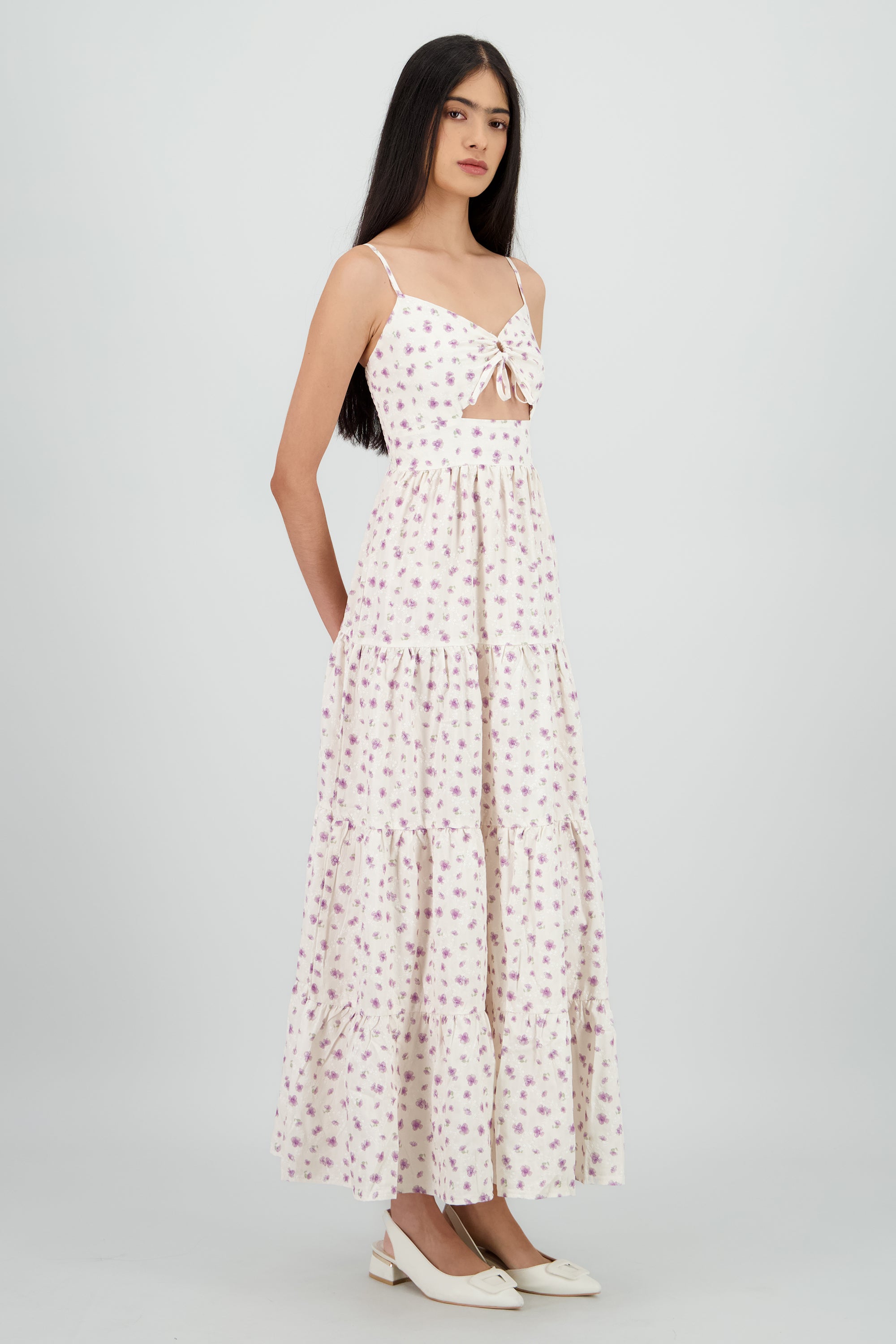 Vestido maxi tirantes flores MORADO COMBO