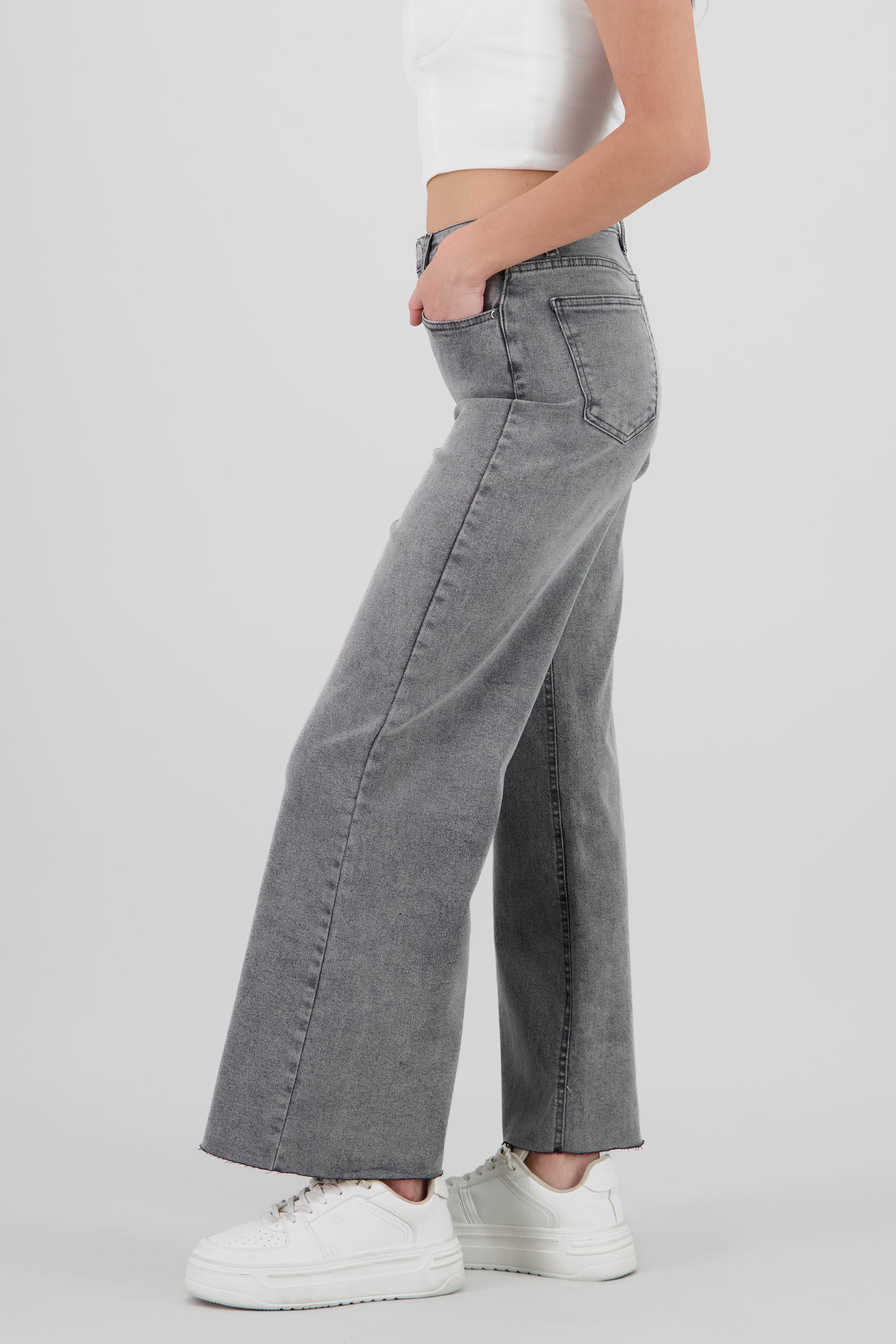 Jeans wide leg confort GRIS OBSCURO