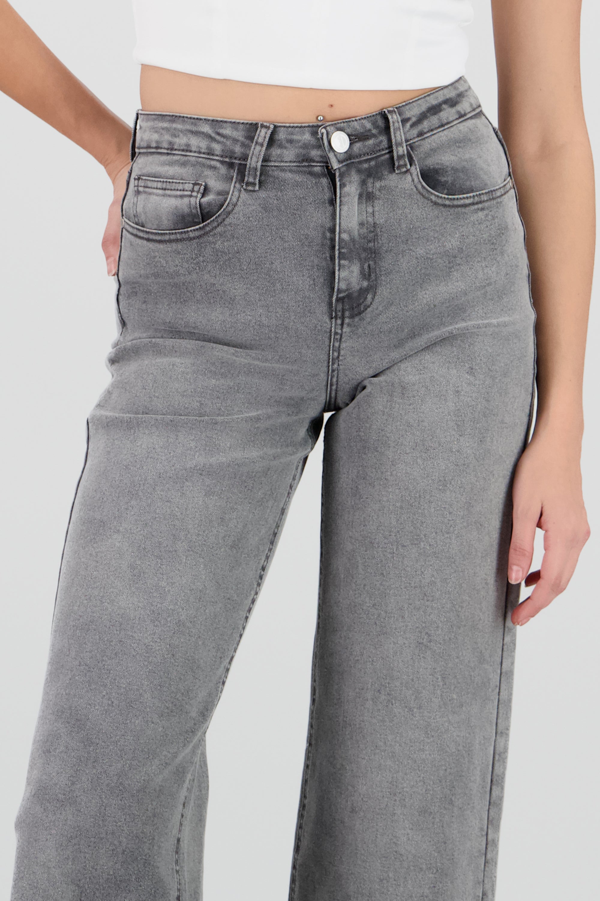 Jeans wide leg confort GRIS OBSCURO