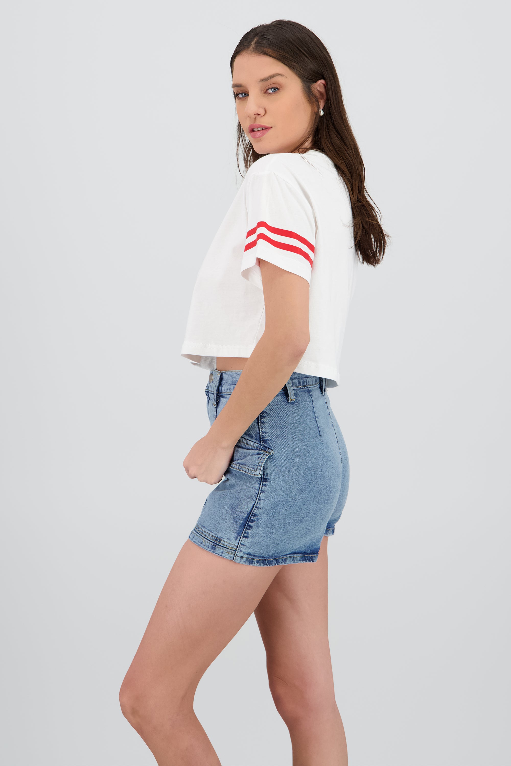 Playera crop new york BLANCO