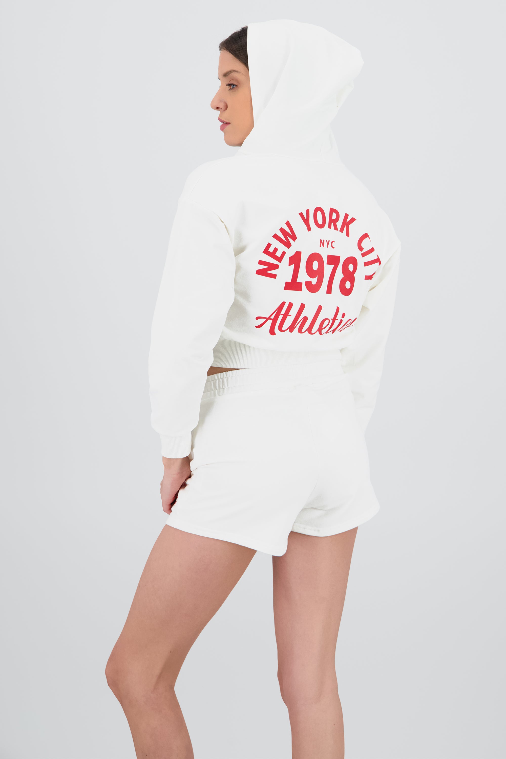 Sudadera crop cierre new york BLANCO