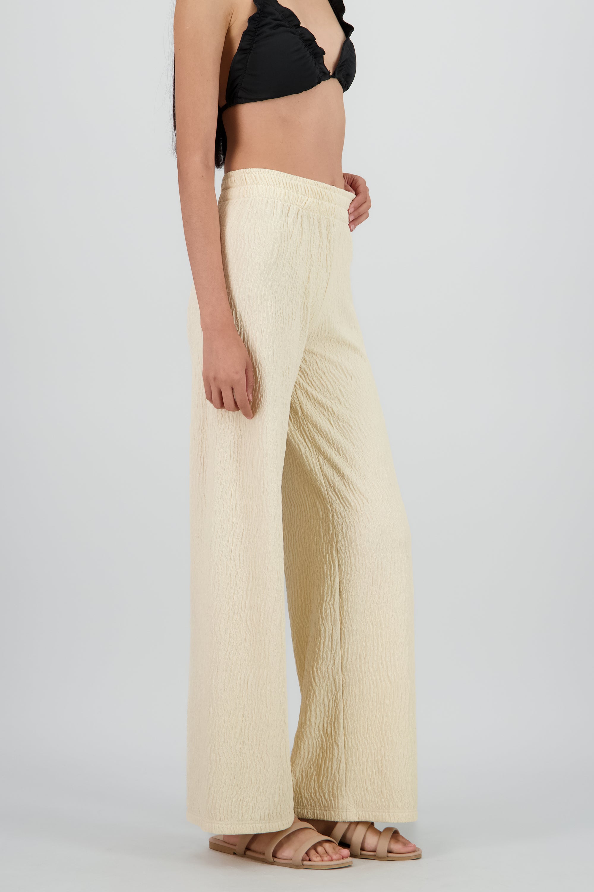 Pantalon flared textura BLANCO