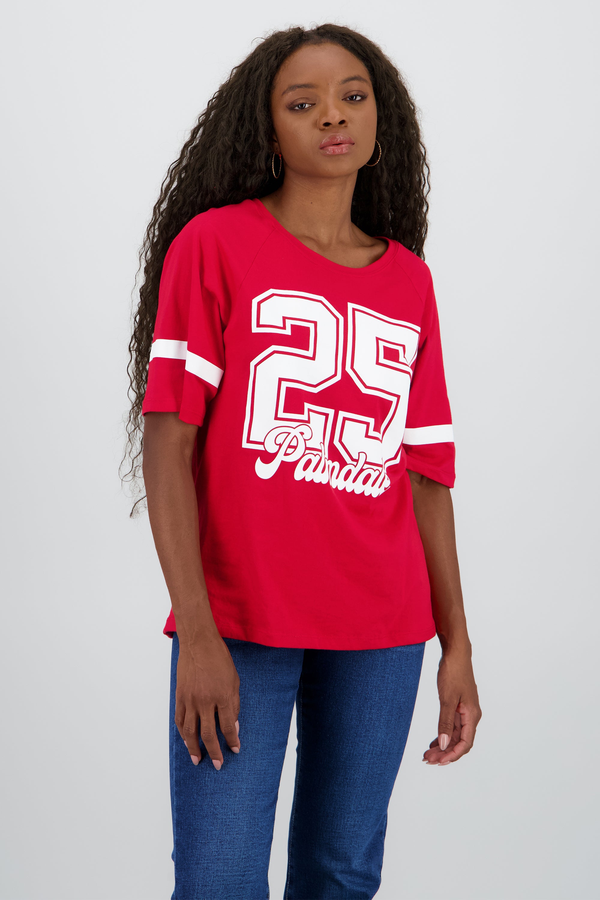 Playera palmdale contraste mangas ROJO