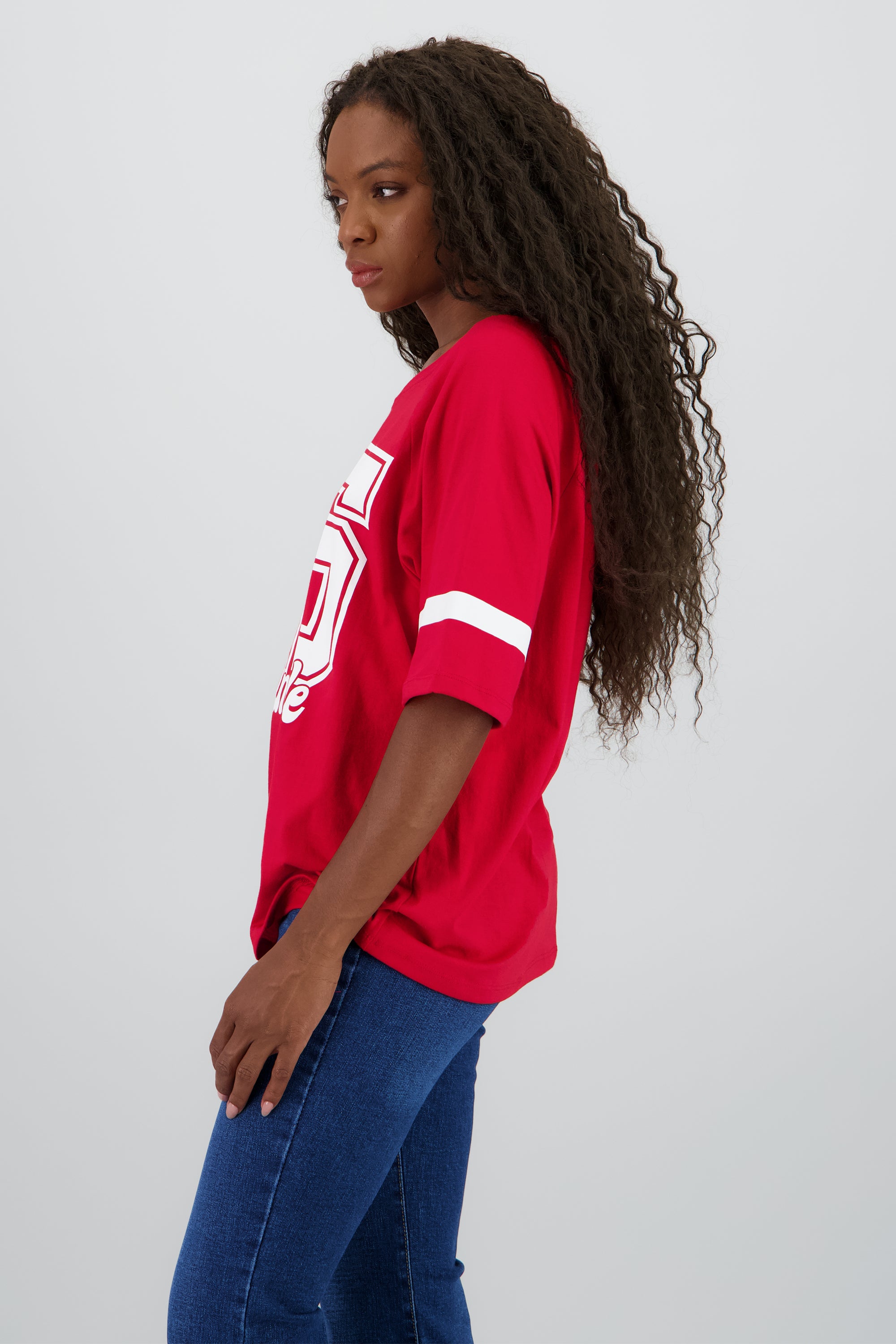 Playera palmdale contraste mangas ROJO