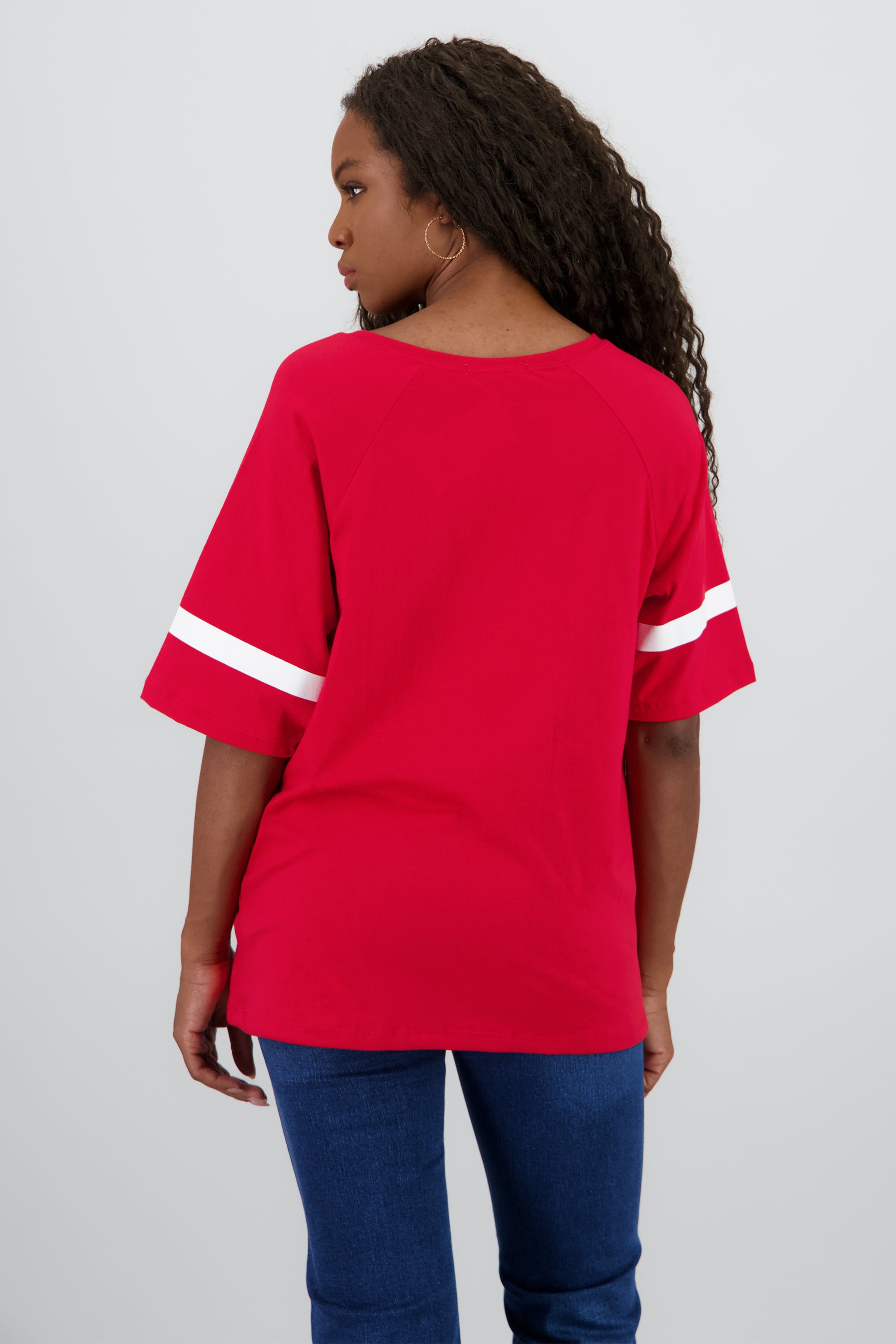 Playera palmdale contraste mangas ROJO