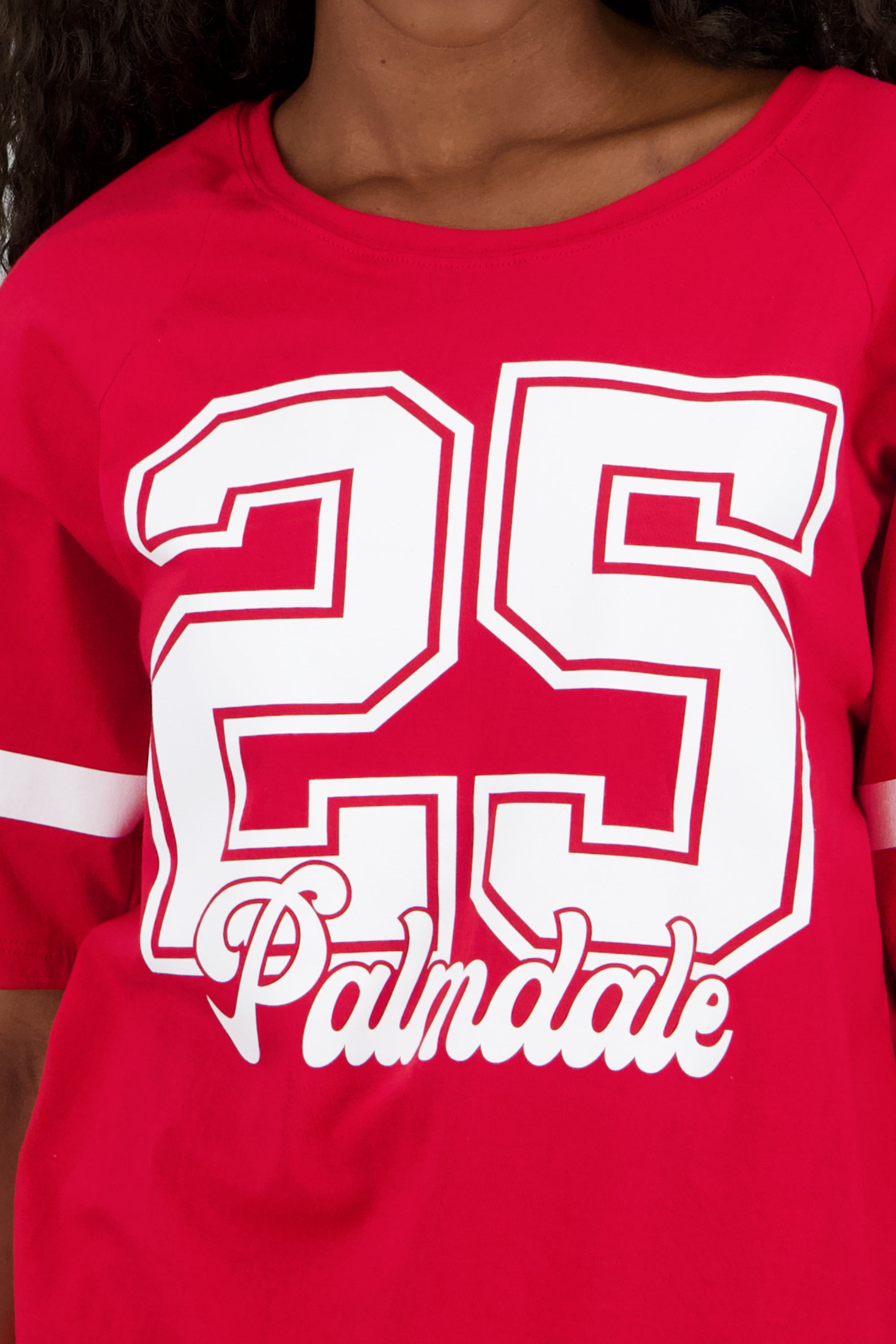 Playera palmdale contraste mangas ROJO