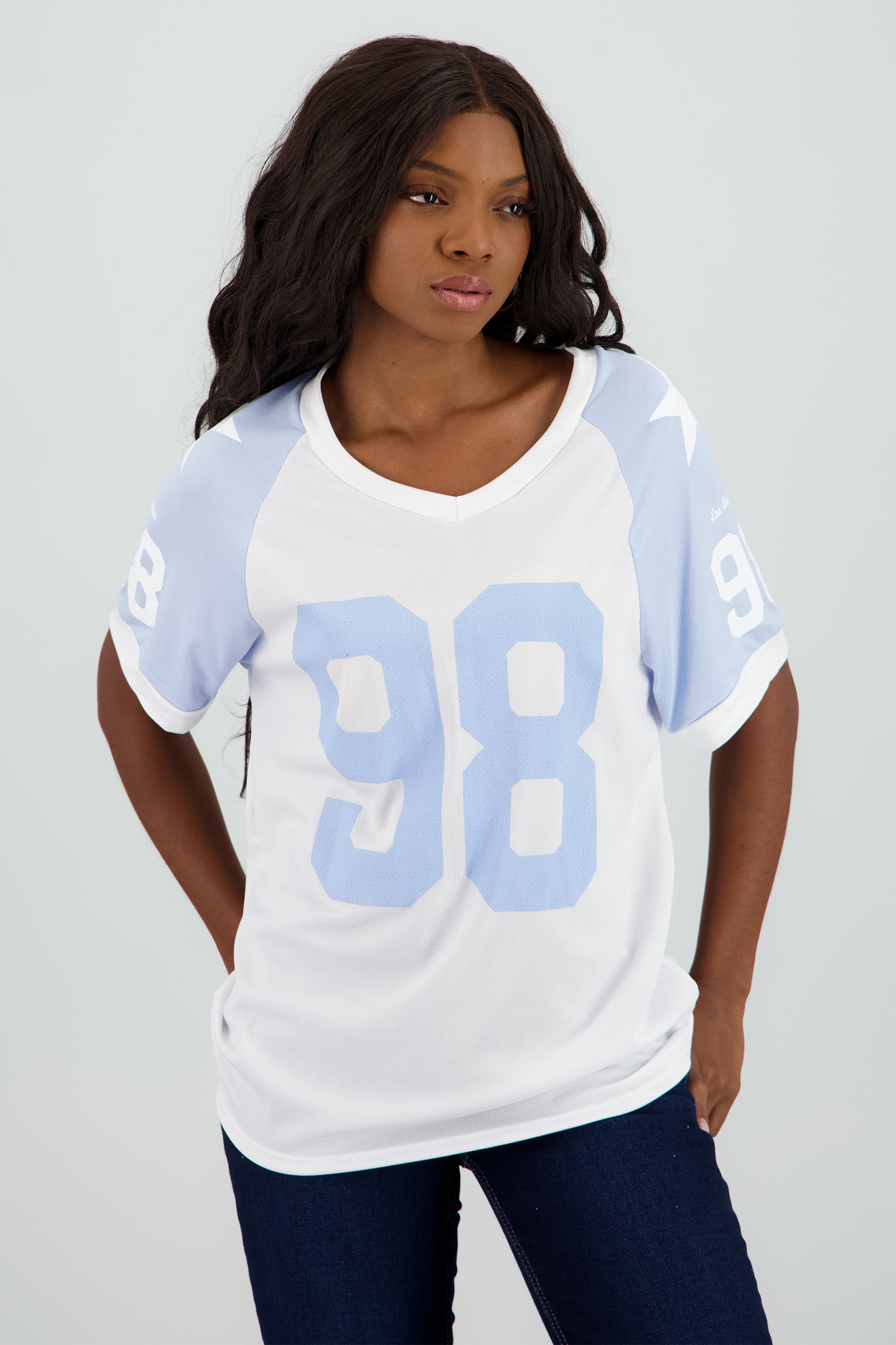 Playera oversized numero contraste AZUL COMBO