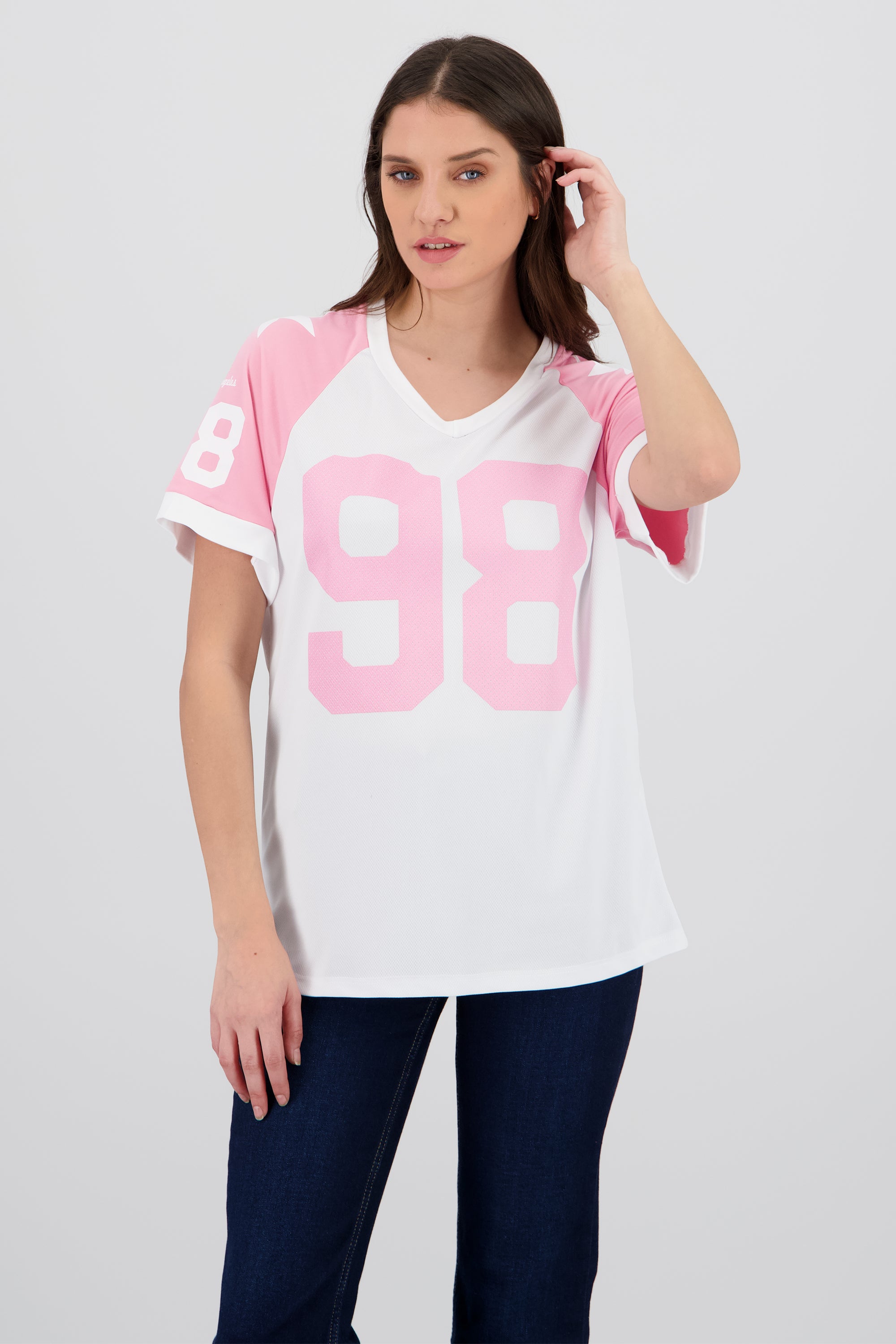 Playera oversized numero contraste ROSA COMBO