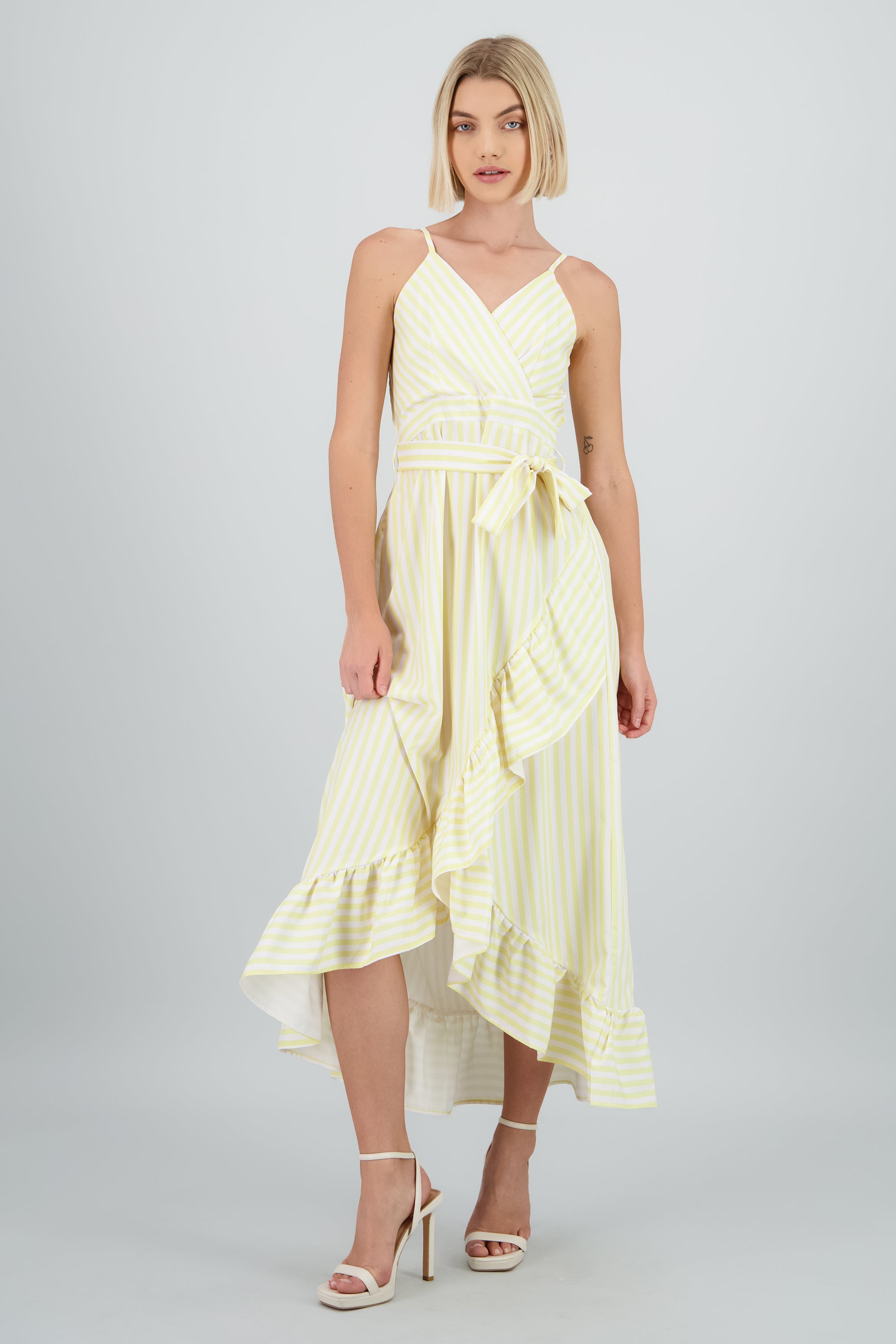 Vestido midi olanes rayas AMARILLO PASTEL