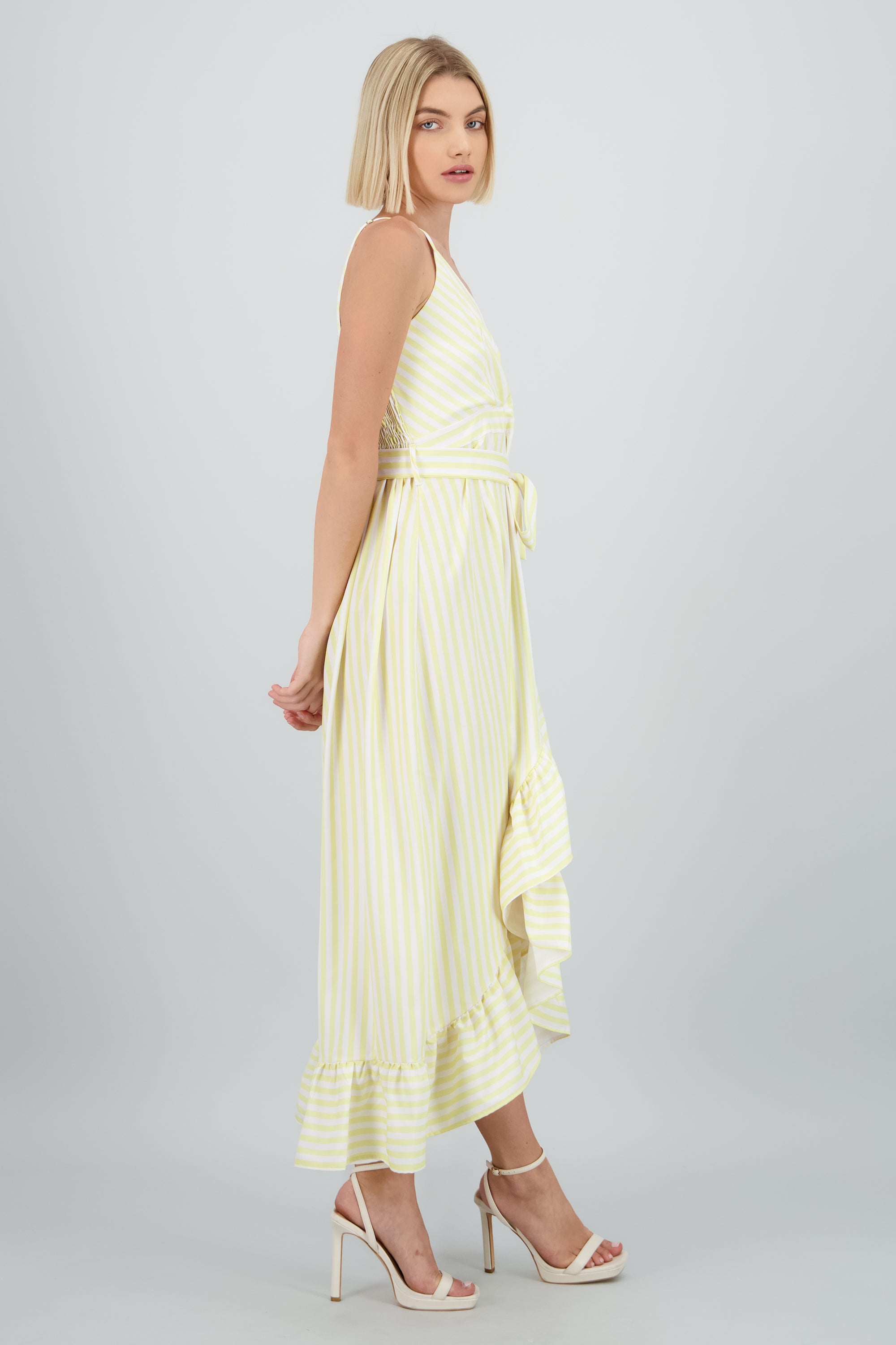 Vestido midi olanes rayas AMARILLO PASTEL