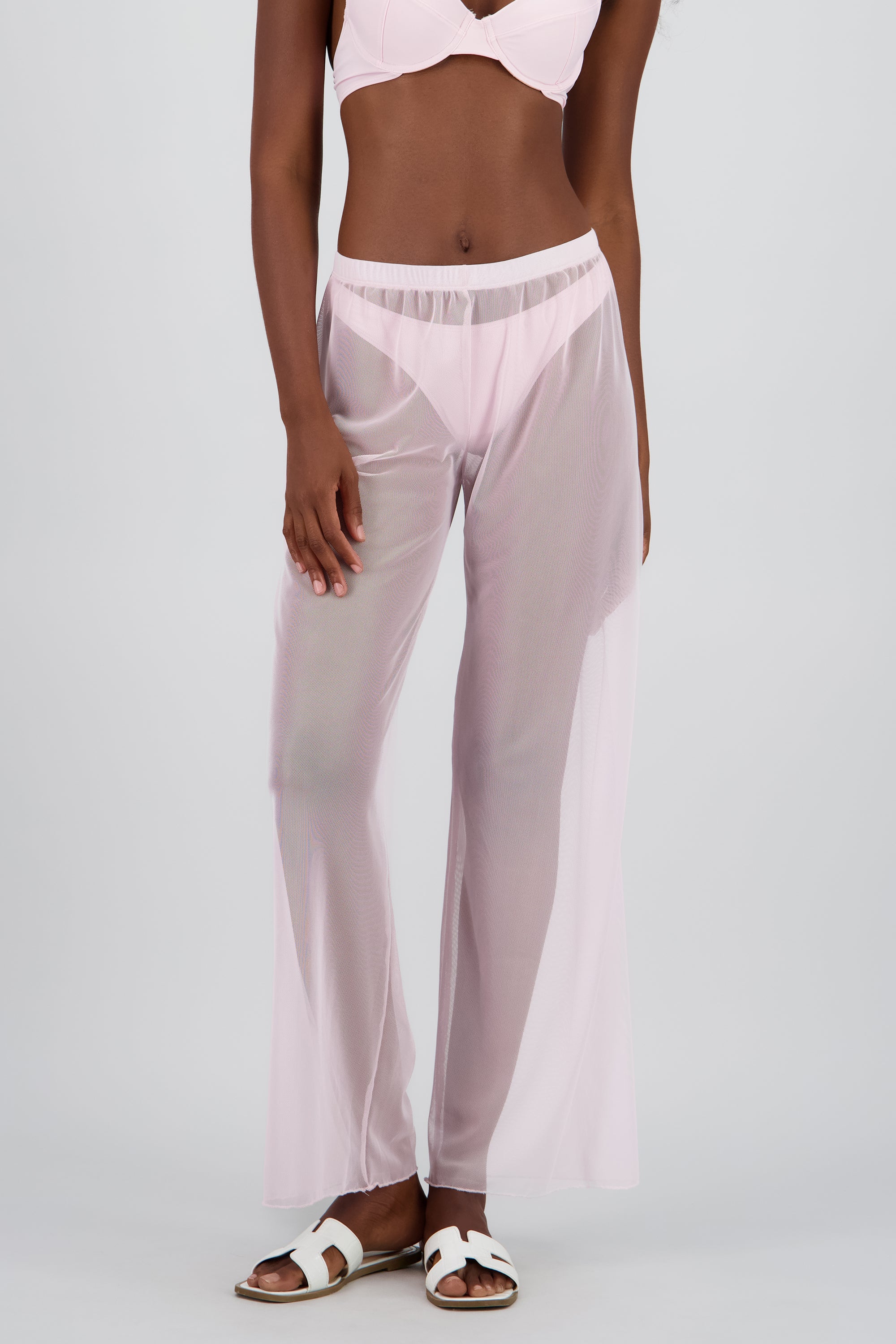 Pantalon fluido mesh ROSA PASTEL