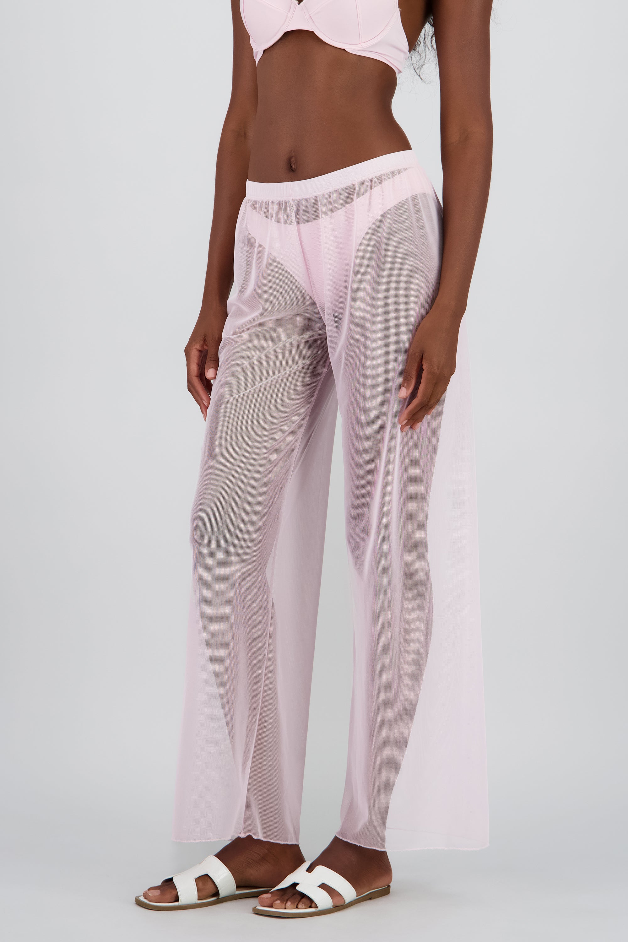 Pantalon fluido mesh ROSA PASTEL