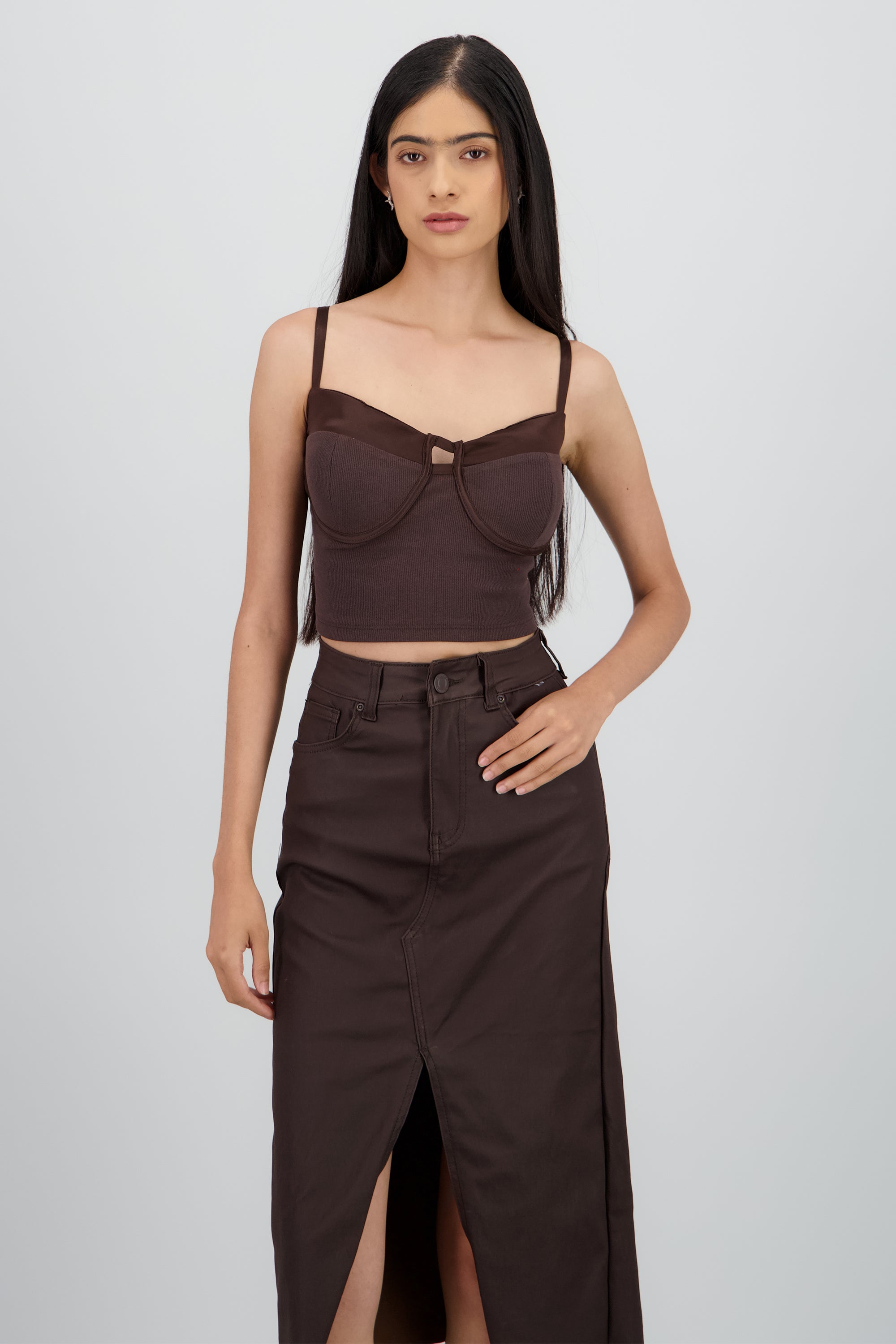Corset copas tirantes rib CAFE OBSCURO