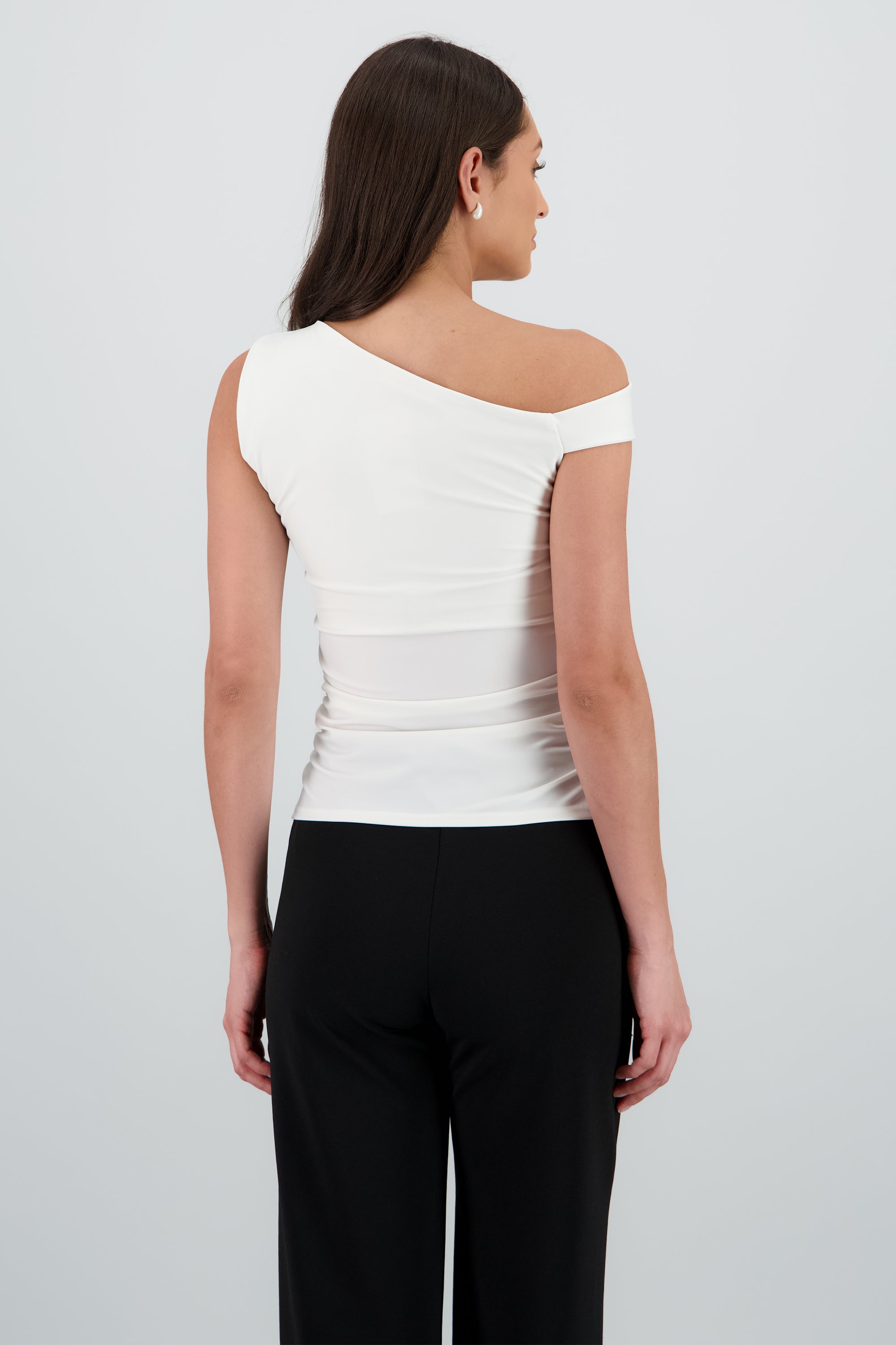 Top asimetrico detalle drapeado BLANCO