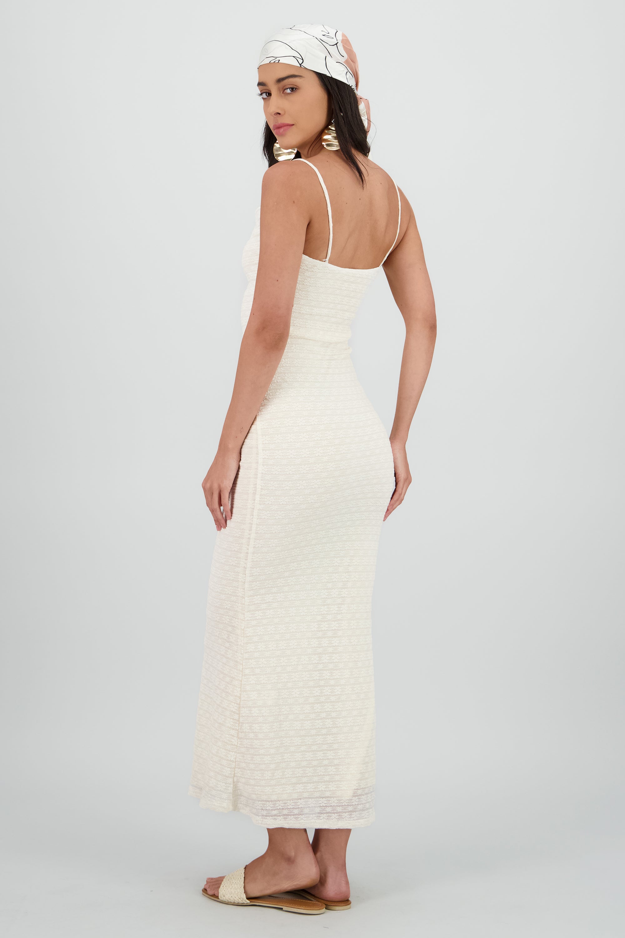 Vestido con encaje de flores CREMA
