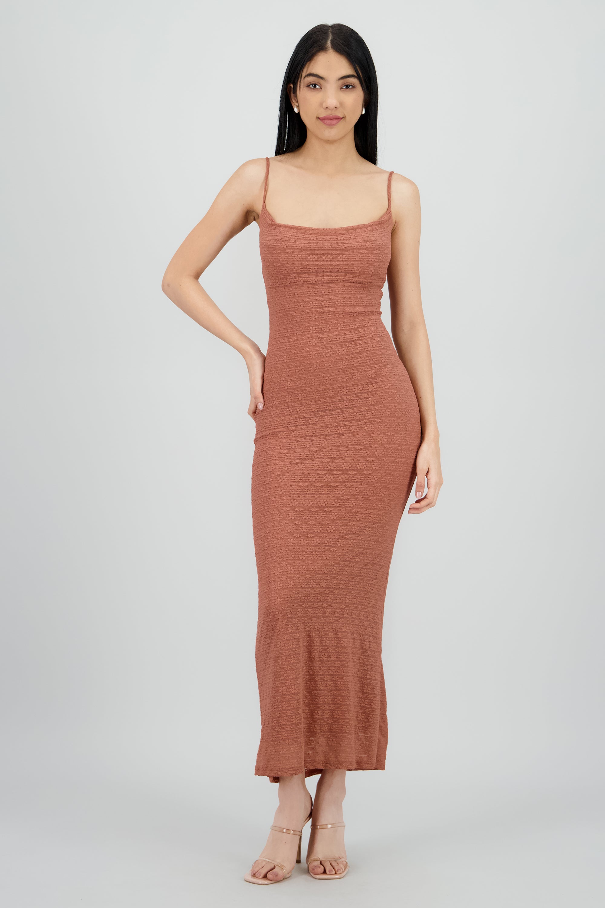 Vestido con encaje de flores MARSALA