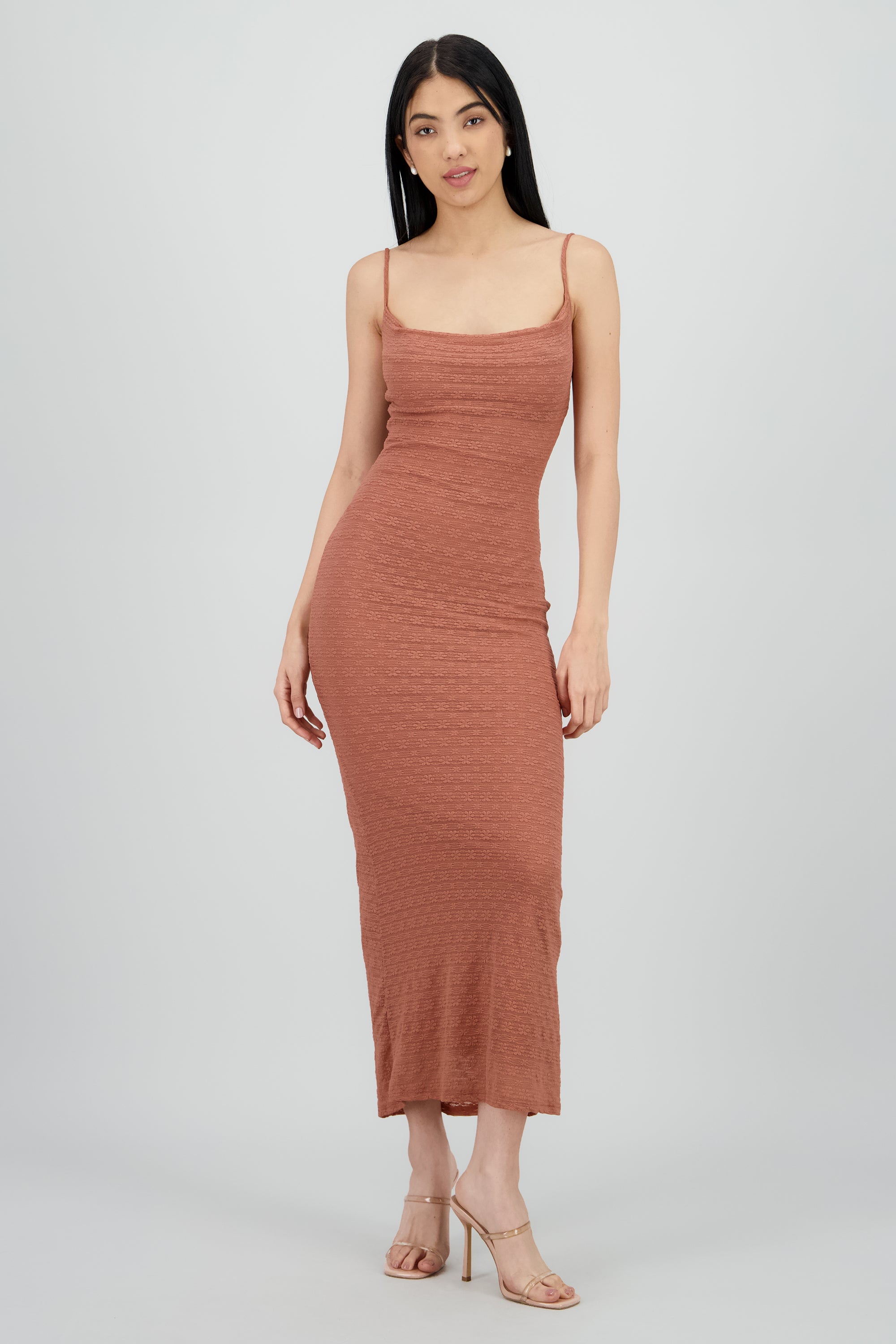Vestido con encaje de flores MARSALA