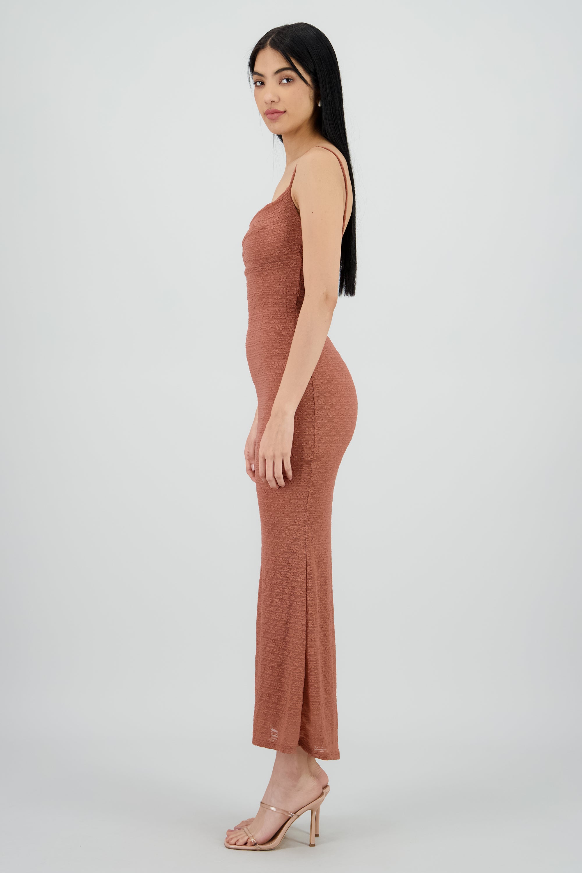 Vestido con encaje de flores MARSALA